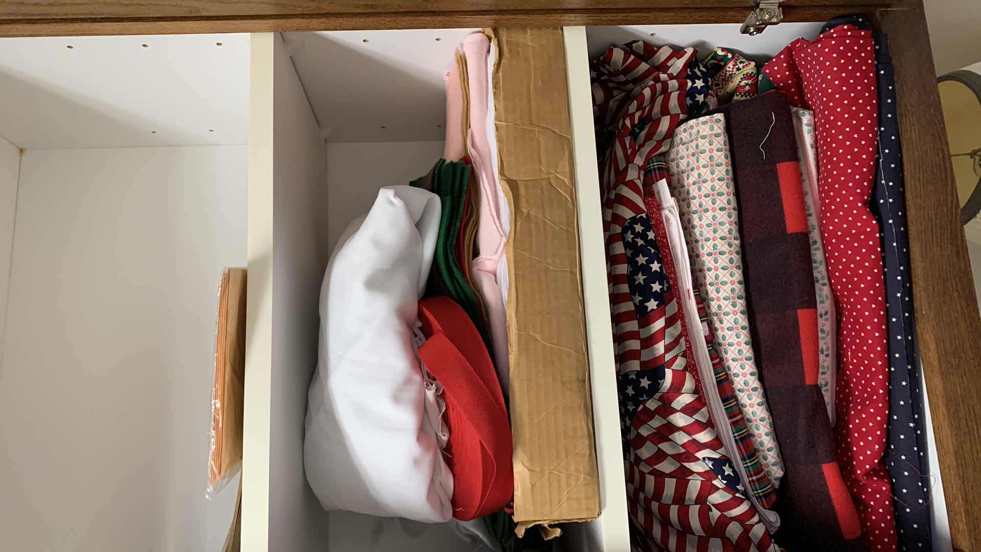 Photo 1 of CONTENTS OF SHELVES CRAFTING SUPPLIES AND FABRIC REMNANTS