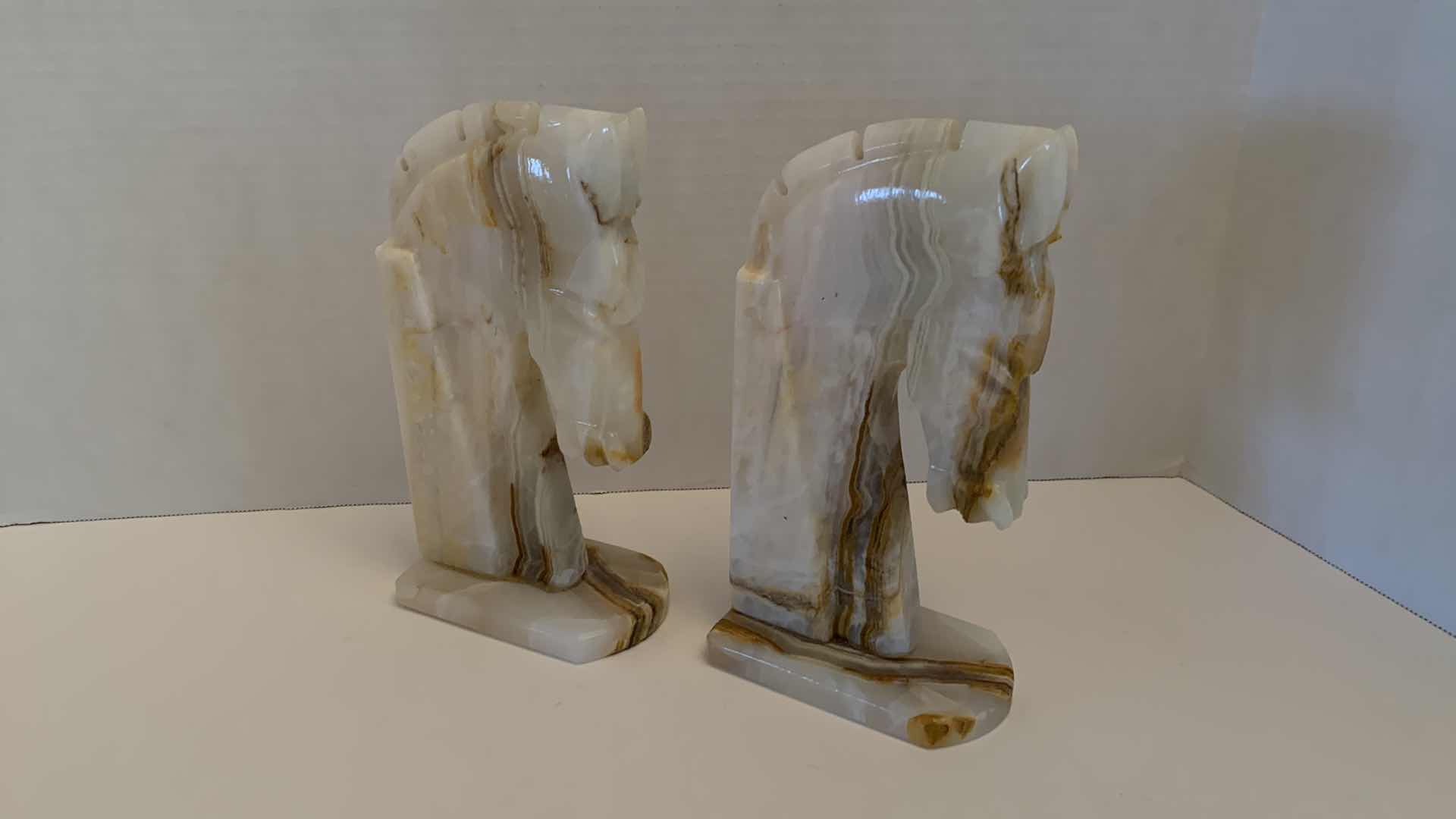 Photo 1 of LARGE STONE HORSE HEAD BOOKENDS 9” TALL