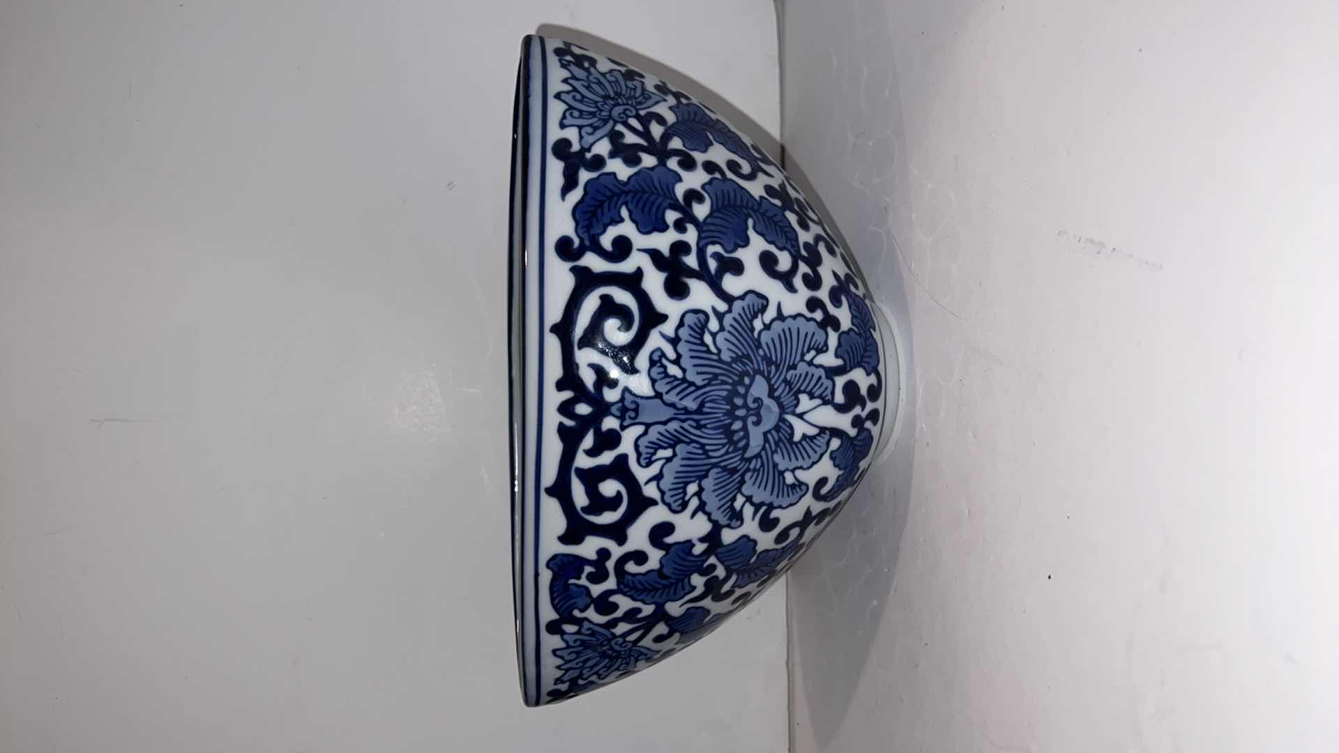 Photo 1 of 3-BLUE & WHITE VASES (TALLEST HEIGHT 8”)