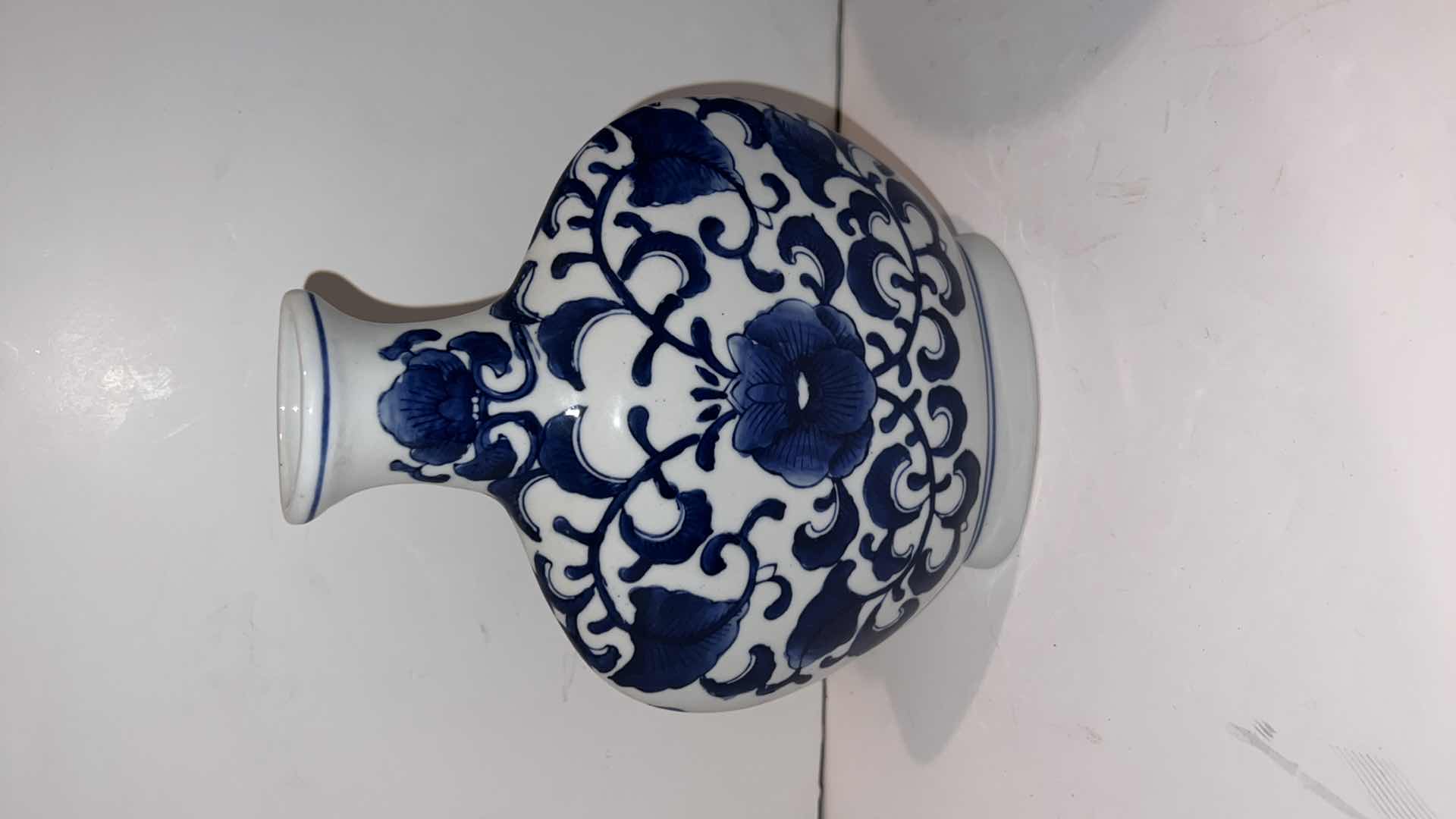 Photo 4 of 3-BLUE & WHITE CERAMIC VASES(TALLEST HEIGHT 11”)