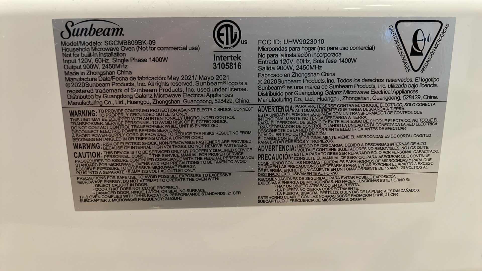 Photo 1 of SUNBEAM BLACK MICROWAVE