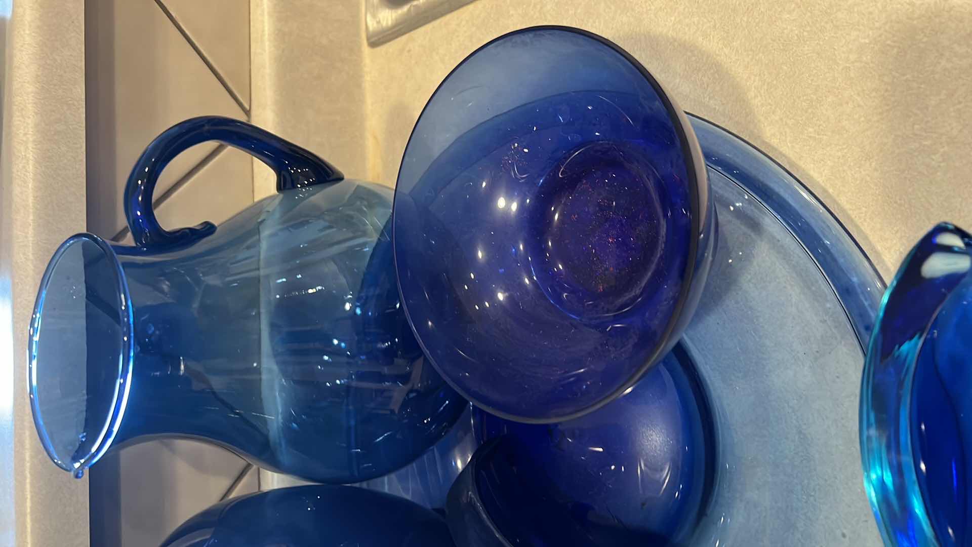 Photo 1 of 6PCS- BLUE GLASS SERVEWARE