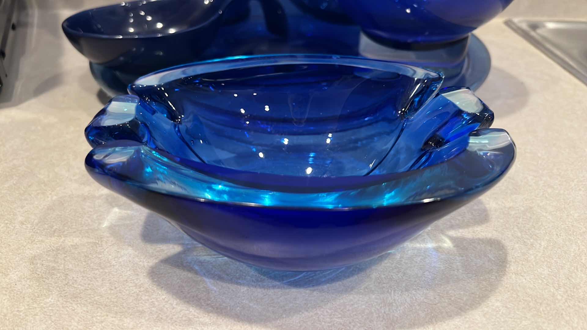 Photo 1 of 6PCS- BLUE GLASS SERVEWARE