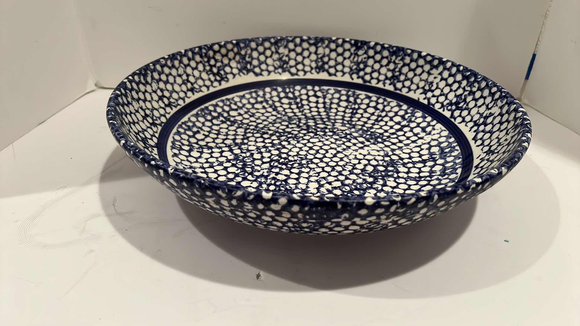 Photo 1 of 2-LARGE BLUE & WHITE SERVING BOWLS