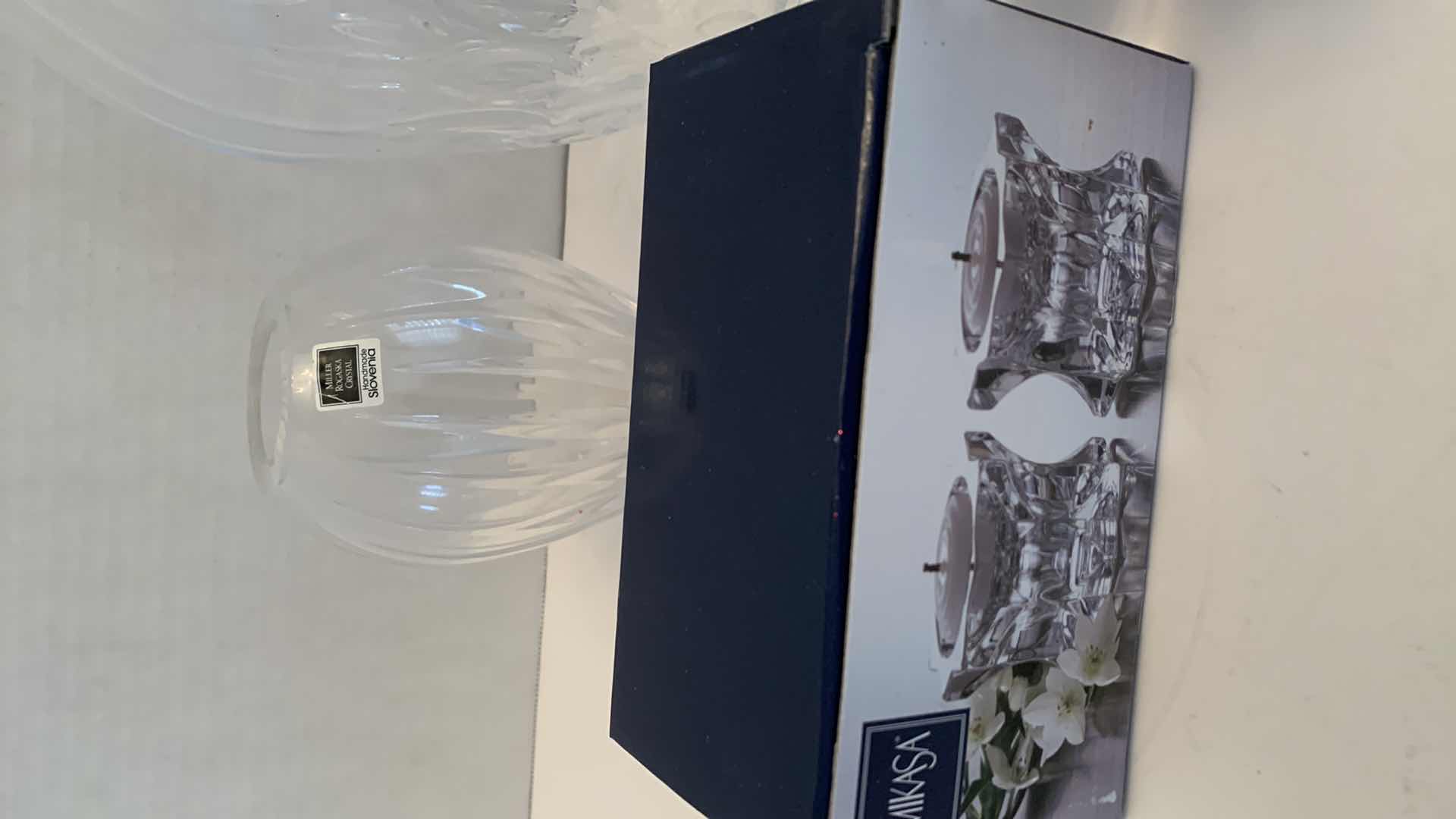 Photo 1 of 3PCS-CRYSTAL VASES/BOWL, MIKASA CANDLEHOLDER SET