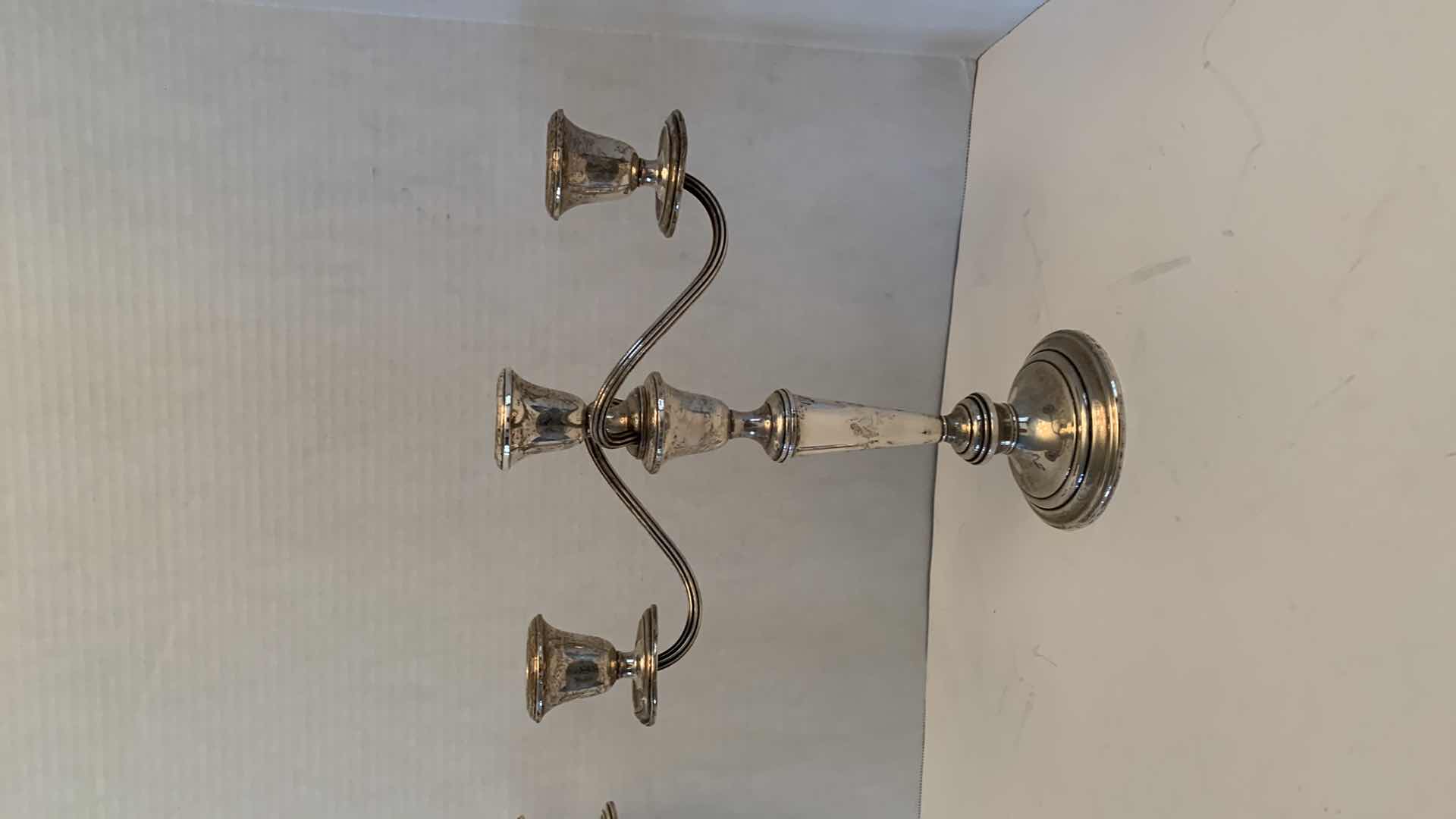 Photo 1 of 2- STERLING SILVER CANDELABRA’S H12” 