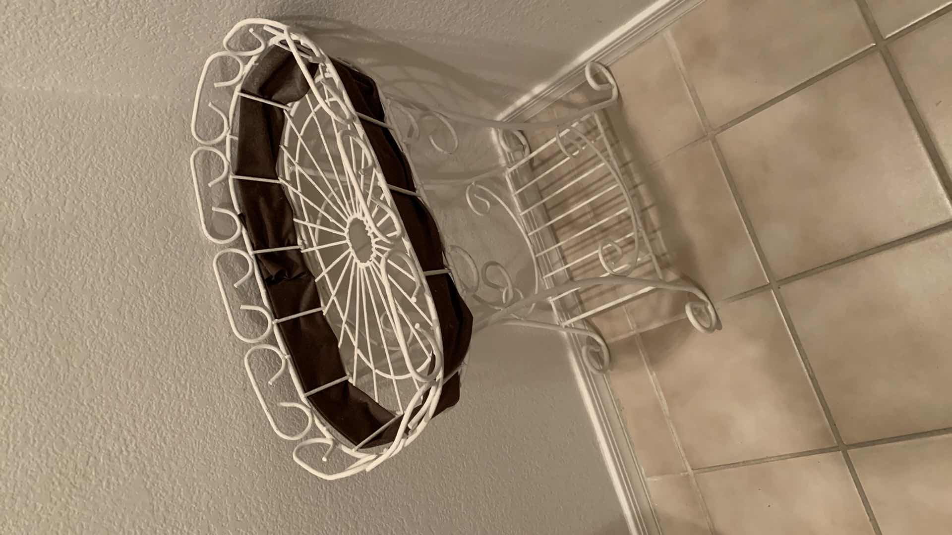 Photo 1 of WHITE IRON WALL  SHELF, WHITE IRON BASKET PLANT STAND