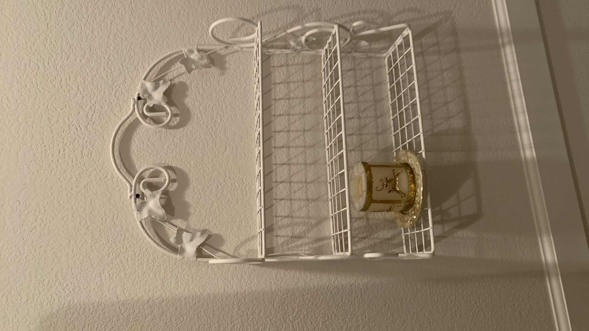 Photo 1 of WHITE IRON WALL  SHELF, WHITE IRON BASKET PLANT STAND