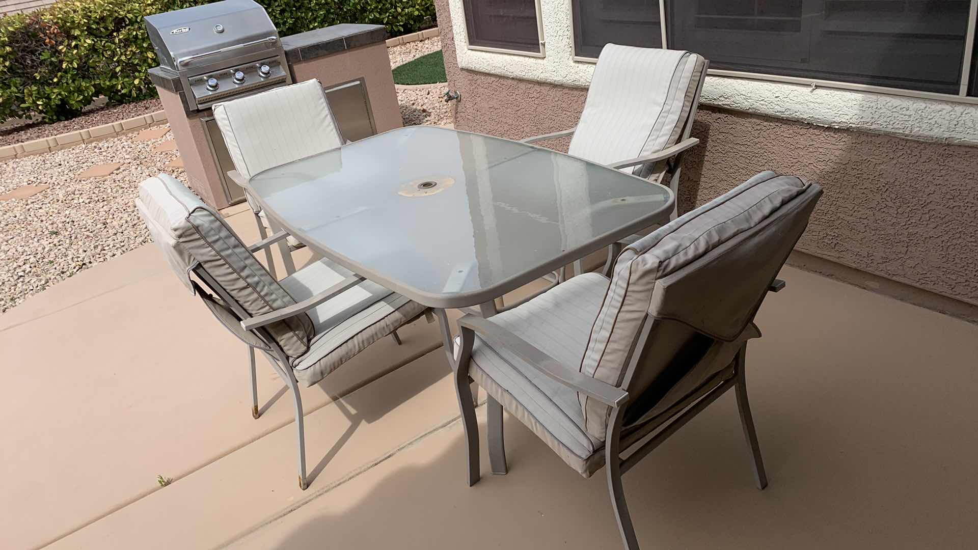 Photo 1 of 5 PC GREY ALUMINUM PATIO TABLE W 4 CHAIRS