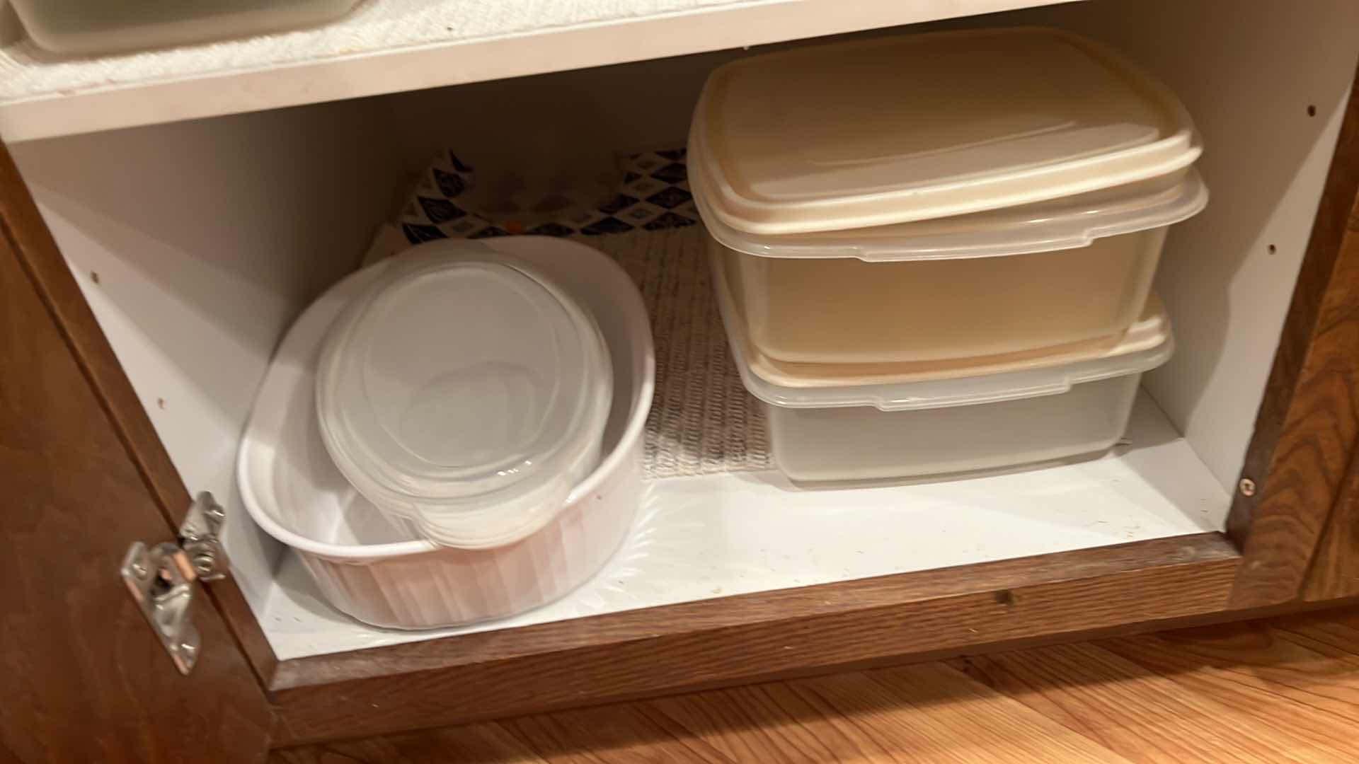 Photo 1 of CONTENTS OF KITCHEN CABINET-PLASTIC STORAGE CONTAINERS