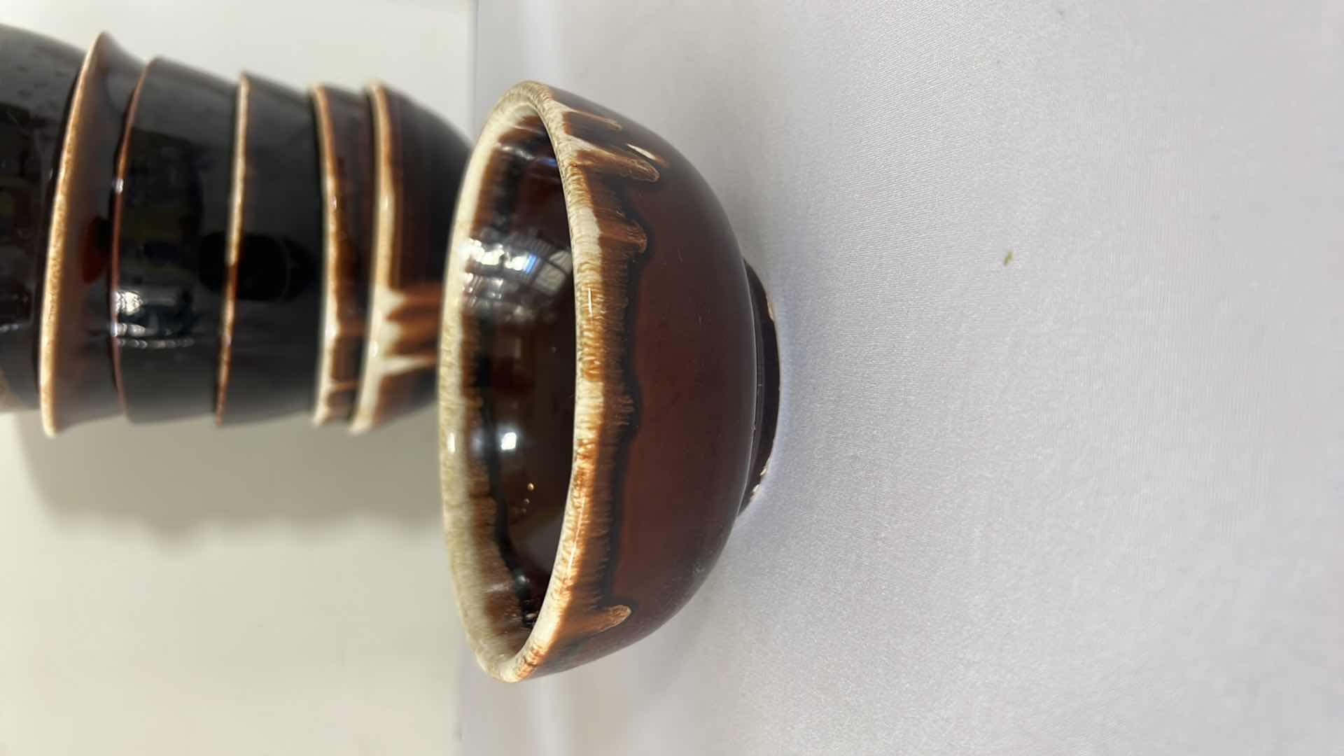 Photo 1 of 8-VINTAGE PFALTZGRAFF GOURMET BROWN DRIP GLAZE 5 1/2" SOUP BOWLS