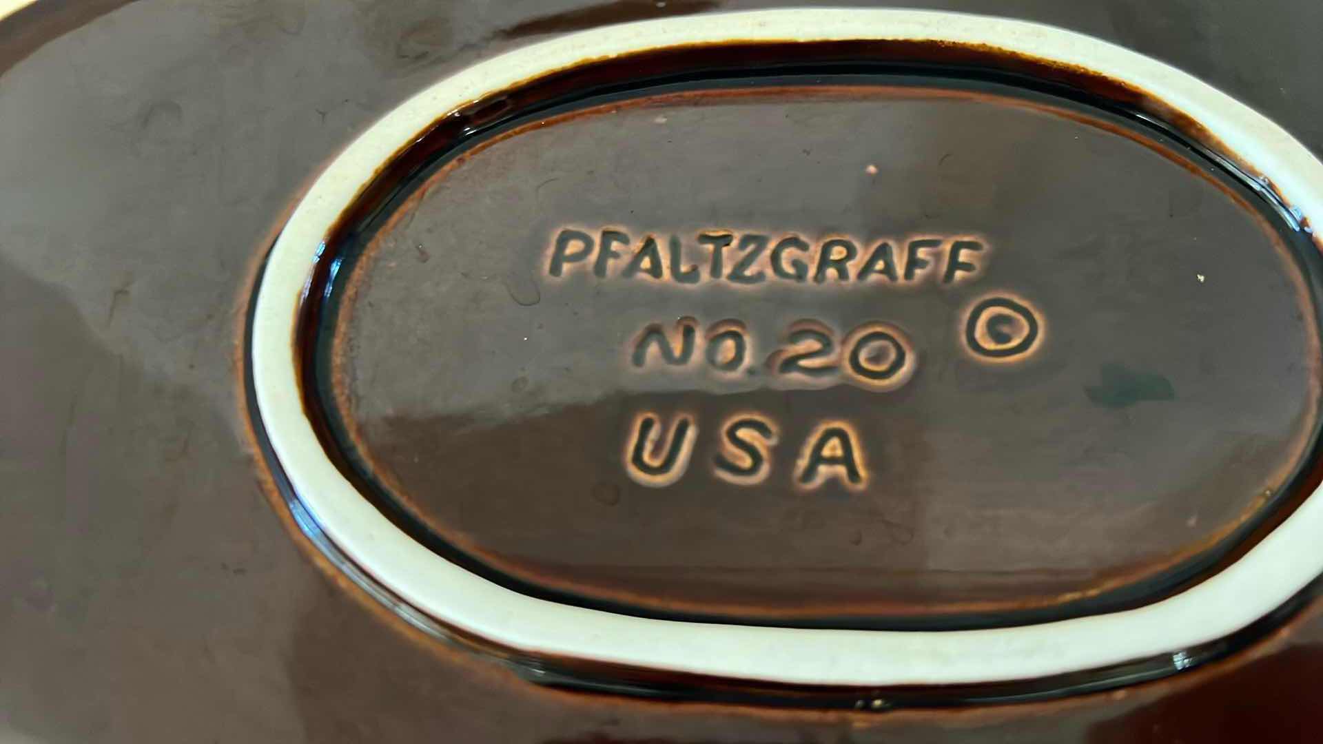 Photo 1 of 2-VINTAGE PFALTZGRAFF GOURMET BROWN DRIP GLAZE SERVING PLATTERS (W16" & W14")