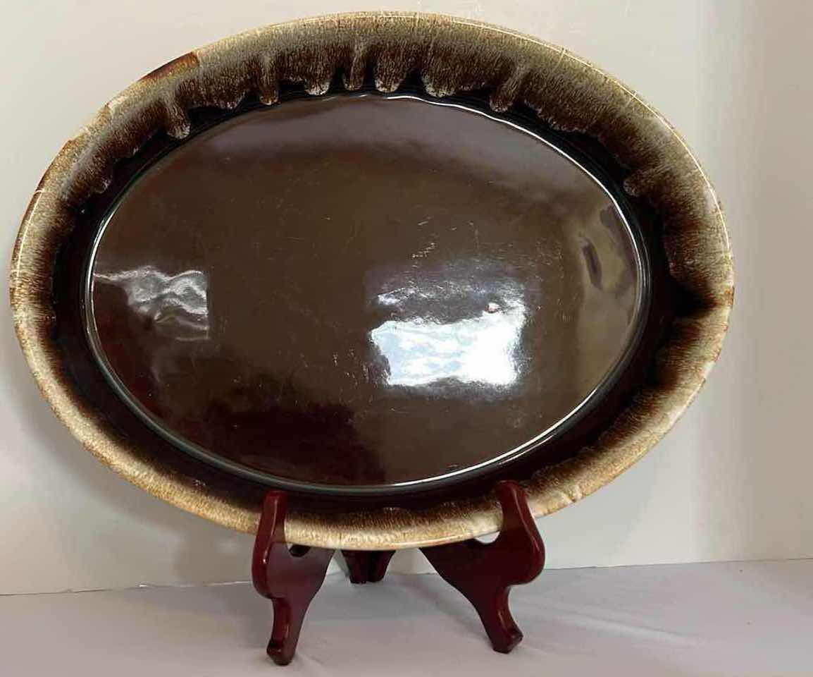 Photo 1 of 2-VINTAGE PFALTZGRAFF GOURMET BROWN DRIP GLAZE LARGE SERVING/BAKEWARE (W15" & W13")