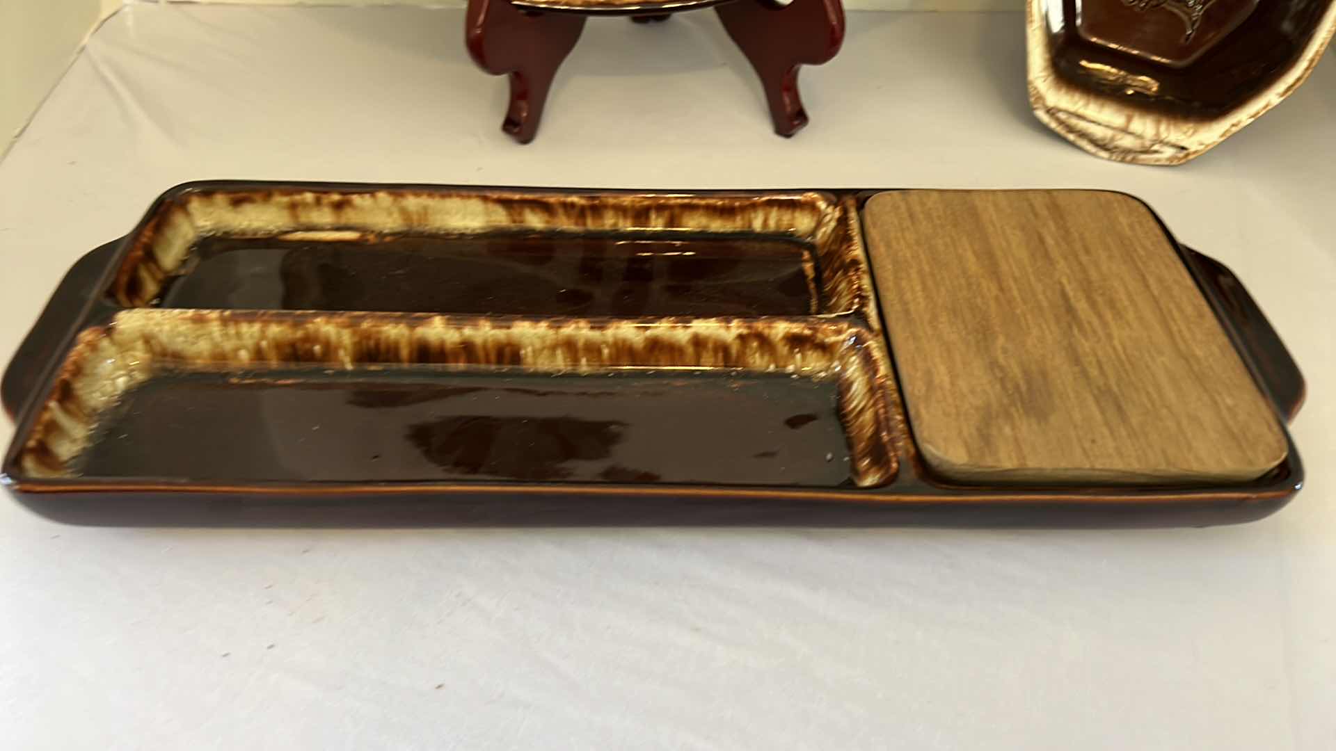 Photo 1 of 3-VINTAGE PFALTZGRAFF GOURMET BROWN DRIP GLAZE LARGE SERVING/BAKEWARE (W15", W14" & W9")