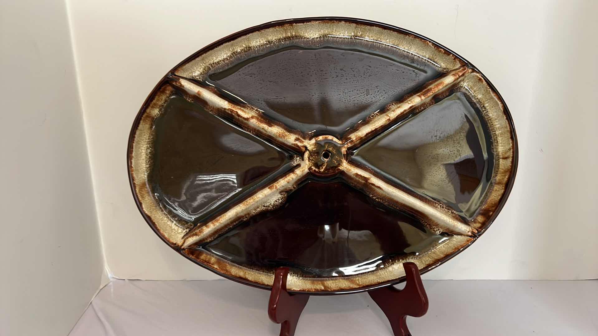 Photo 1 of 3-VINTAGE PFALTZGRAFF GOURMET BROWN DRIP GLAZE LARGE SERVING/BAKEWARE (W15", W14" & W9")