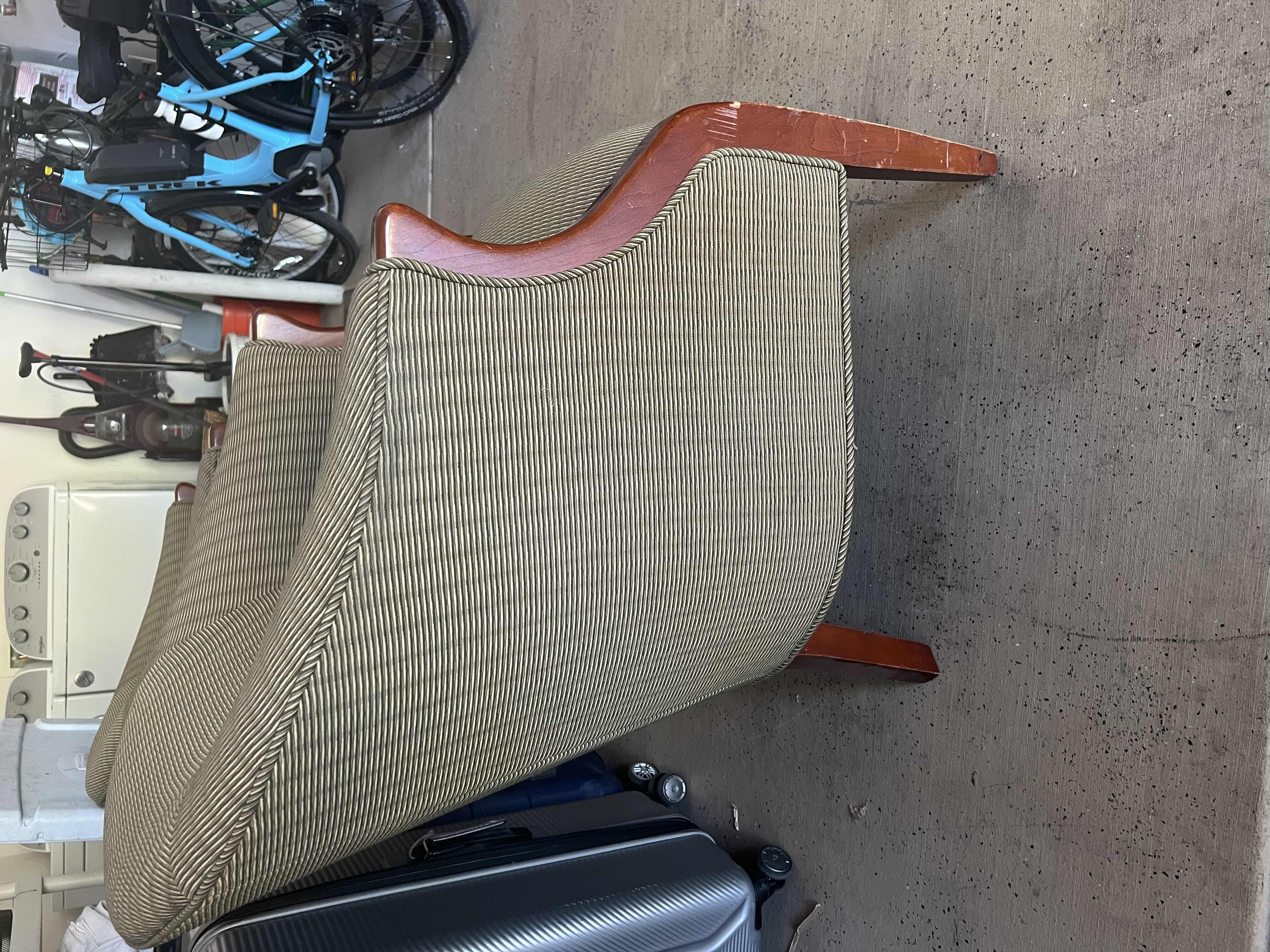 Photo 1 of UPHOLSTERED GREEN BUCKET CHAIR W MAHOGANY TRIM