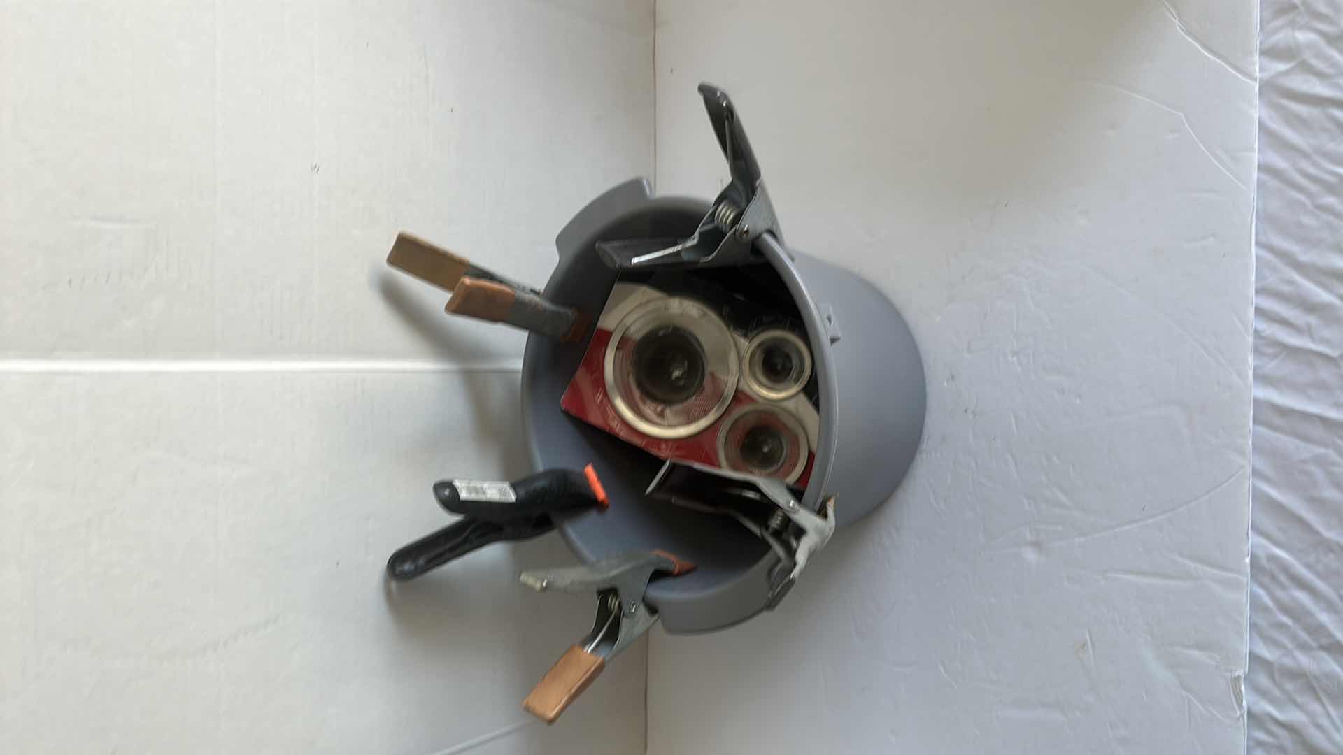 Photo 1 of BOX OF 4”CHIP BRUSHS AND BUCKET OF GRIPS