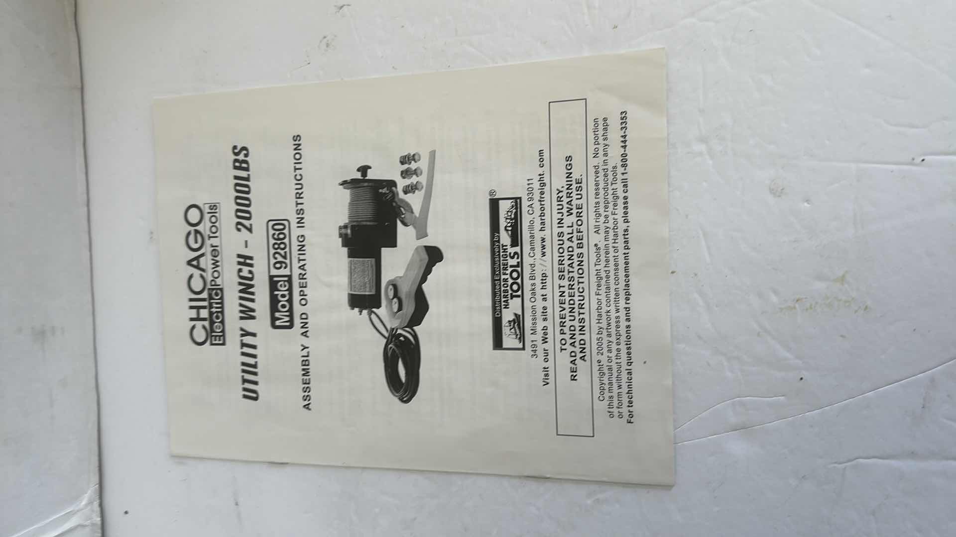 Photo 1 of CHICAGO TOOLS 2000 ELECTRIC WINCH 