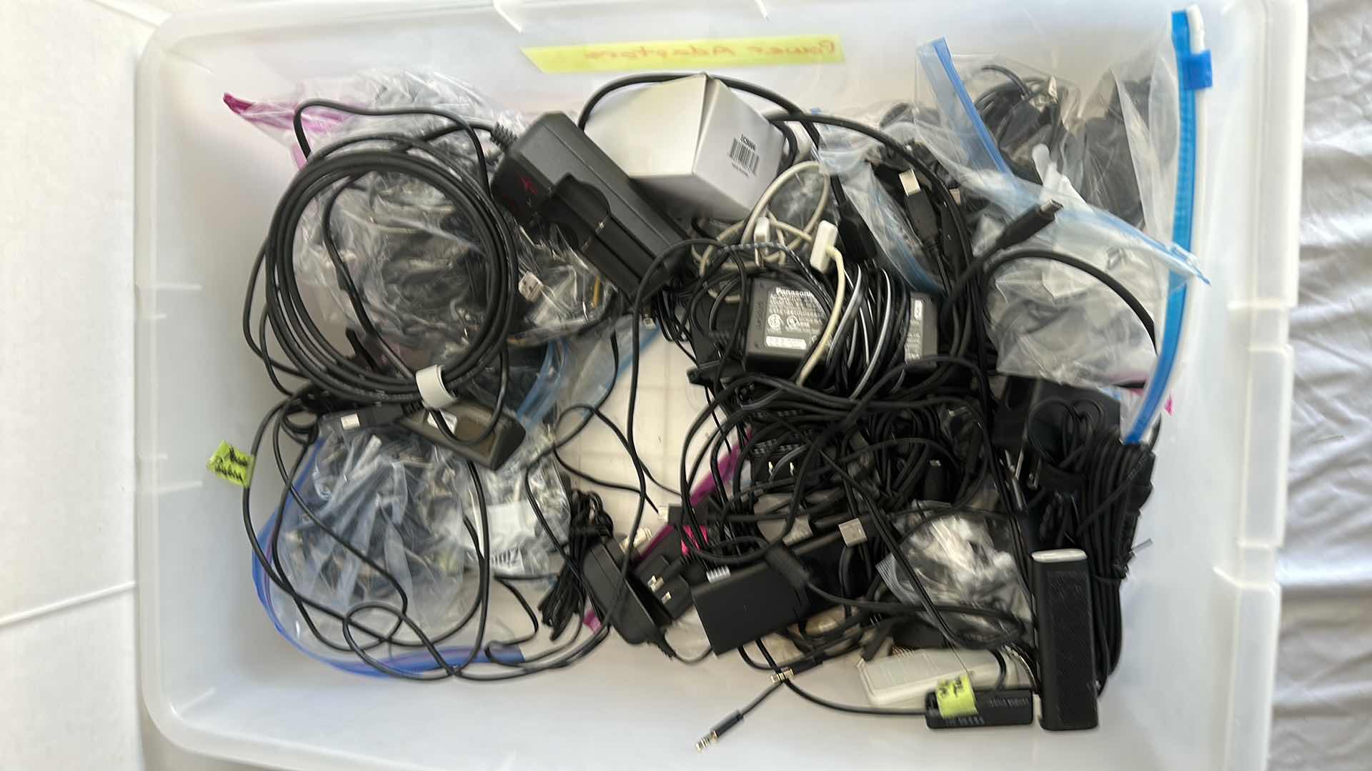 Photo 1 of BOX OF AUDIO WIRES AND SETUPS