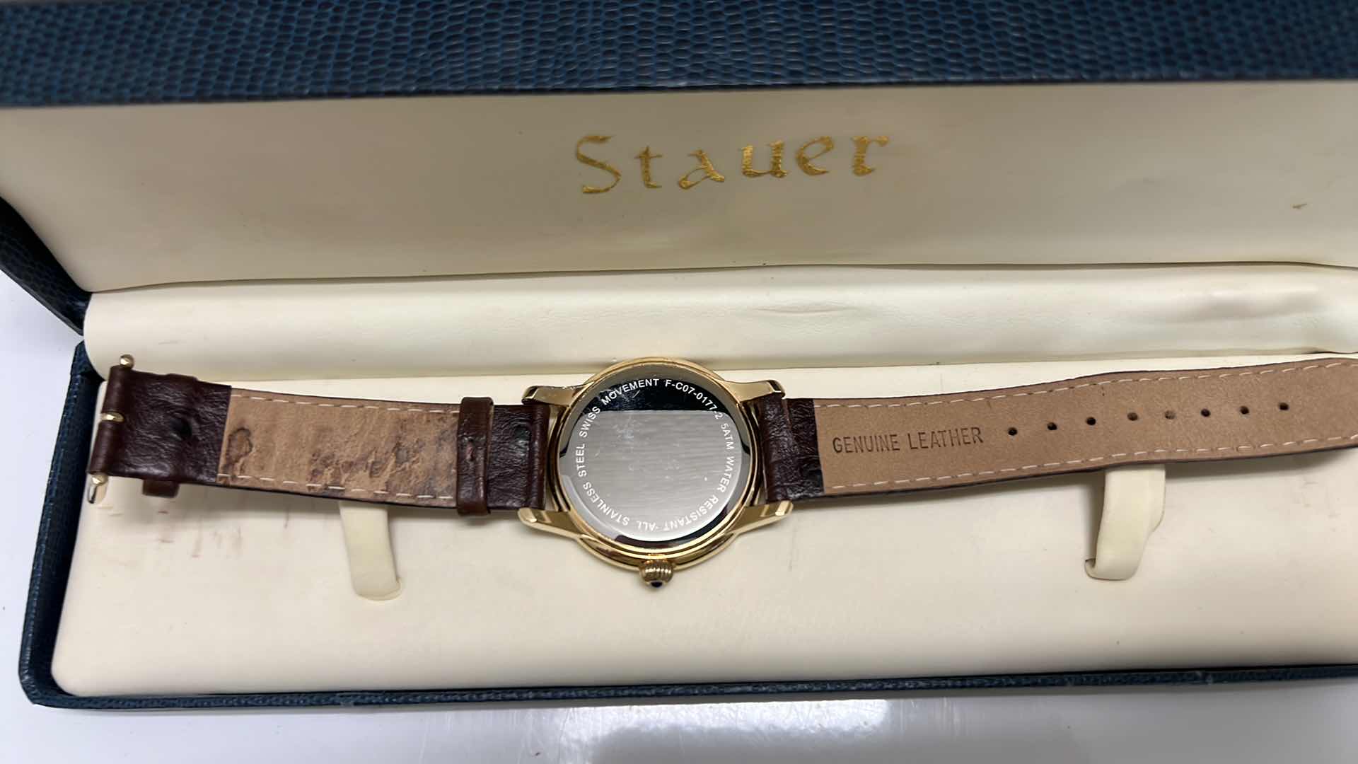 Photo 1 of VINTAGE STAUER RONDA 1069 WATCH W BROWN LEATHER BAND 
