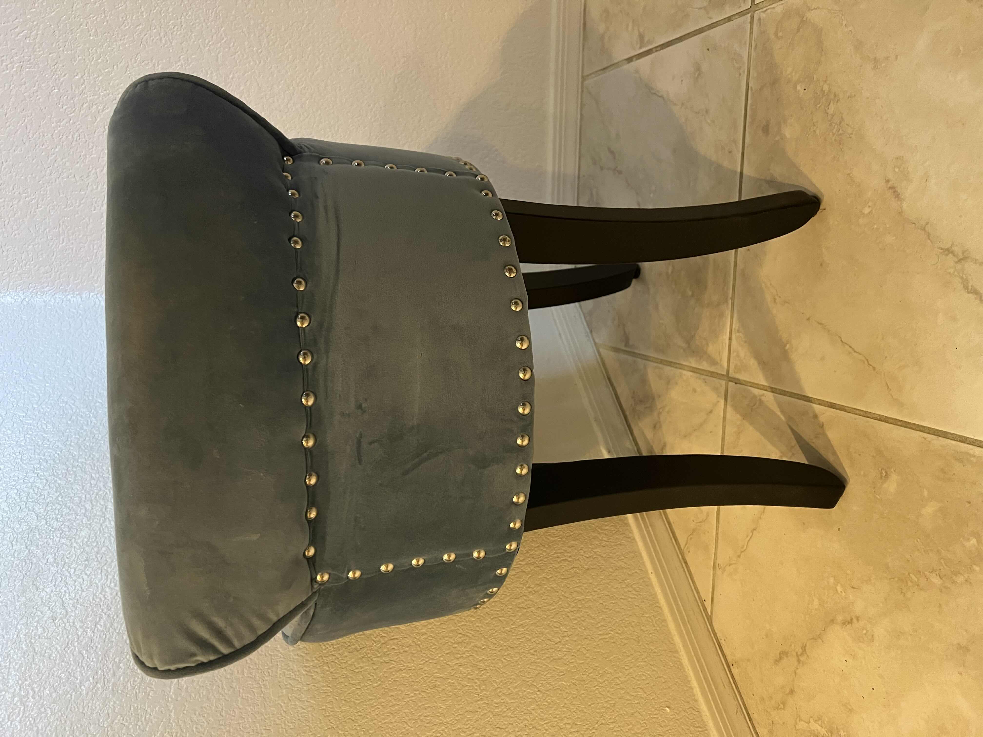 Photo 1 of BLUE GREY VELOUR VANITY CHAIR
