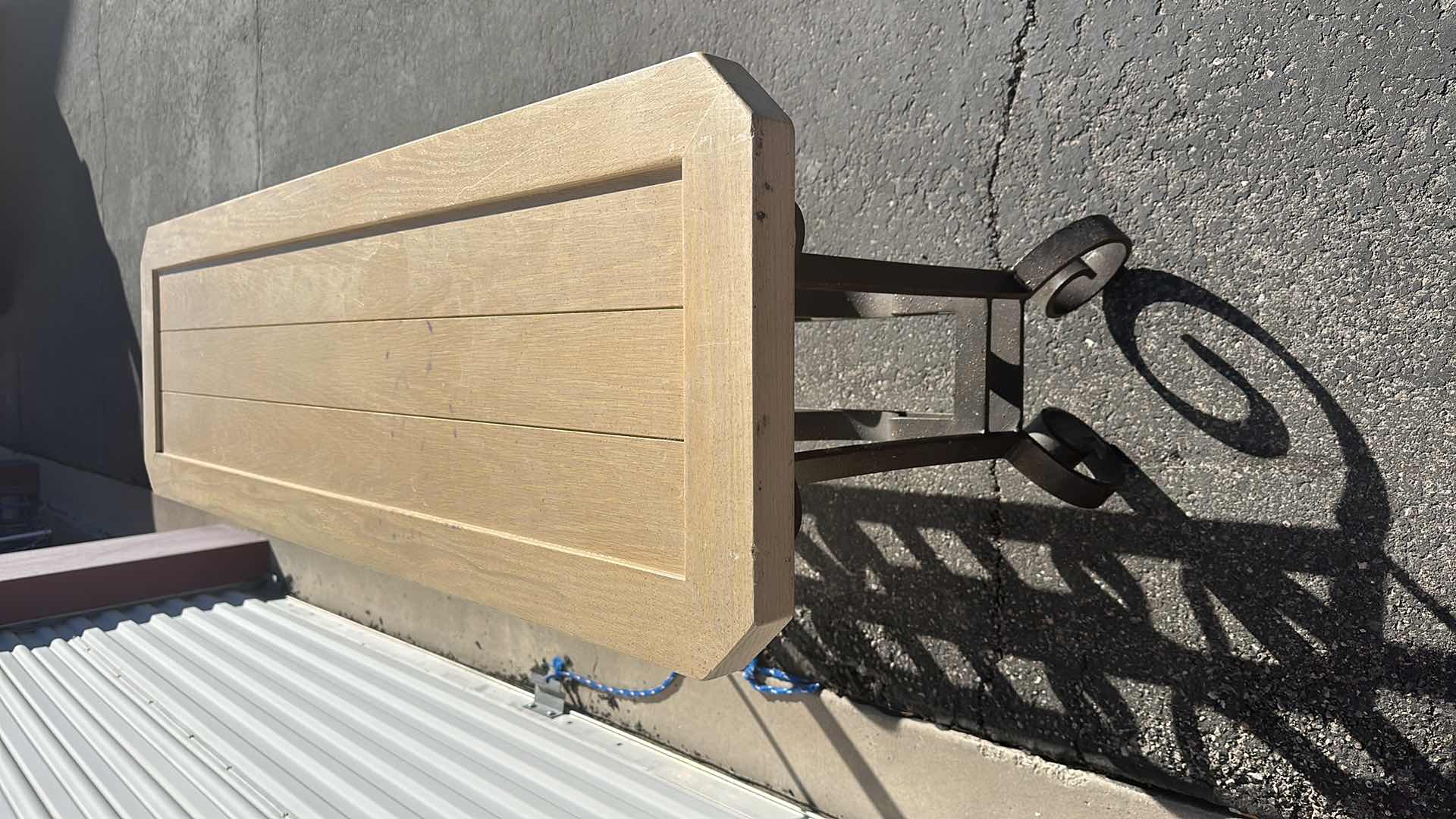 Photo 1 of WROUGHT IRON W LIGHT WOOD TOP CONSOLE TABLE 55”X 17”  (VERY HEAVY)