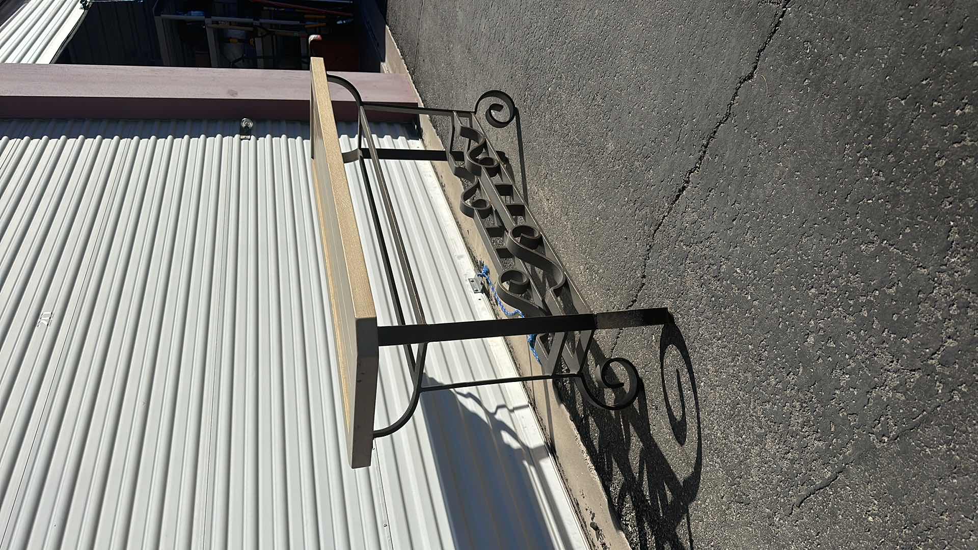 Photo 1 of WROUGHT IRON W LIGHT WOOD TOP CONSOLE TABLE 55”X 17”  (VERY HEAVY)