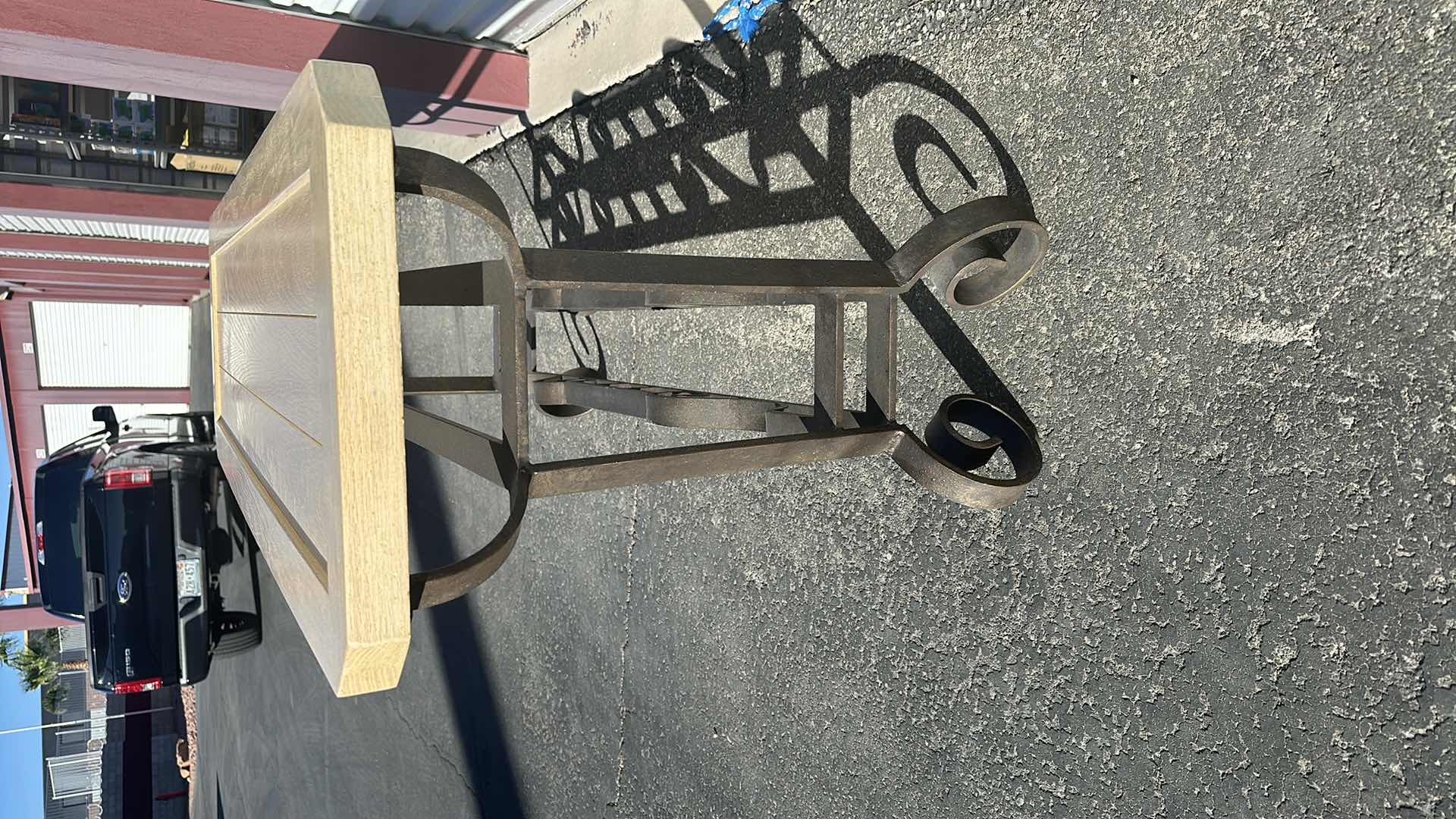 Photo 1 of WROUGHT IRON W LIGHT WOOD TOP CONSOLE TABLE 55”X 17”  (VERY HEAVY)