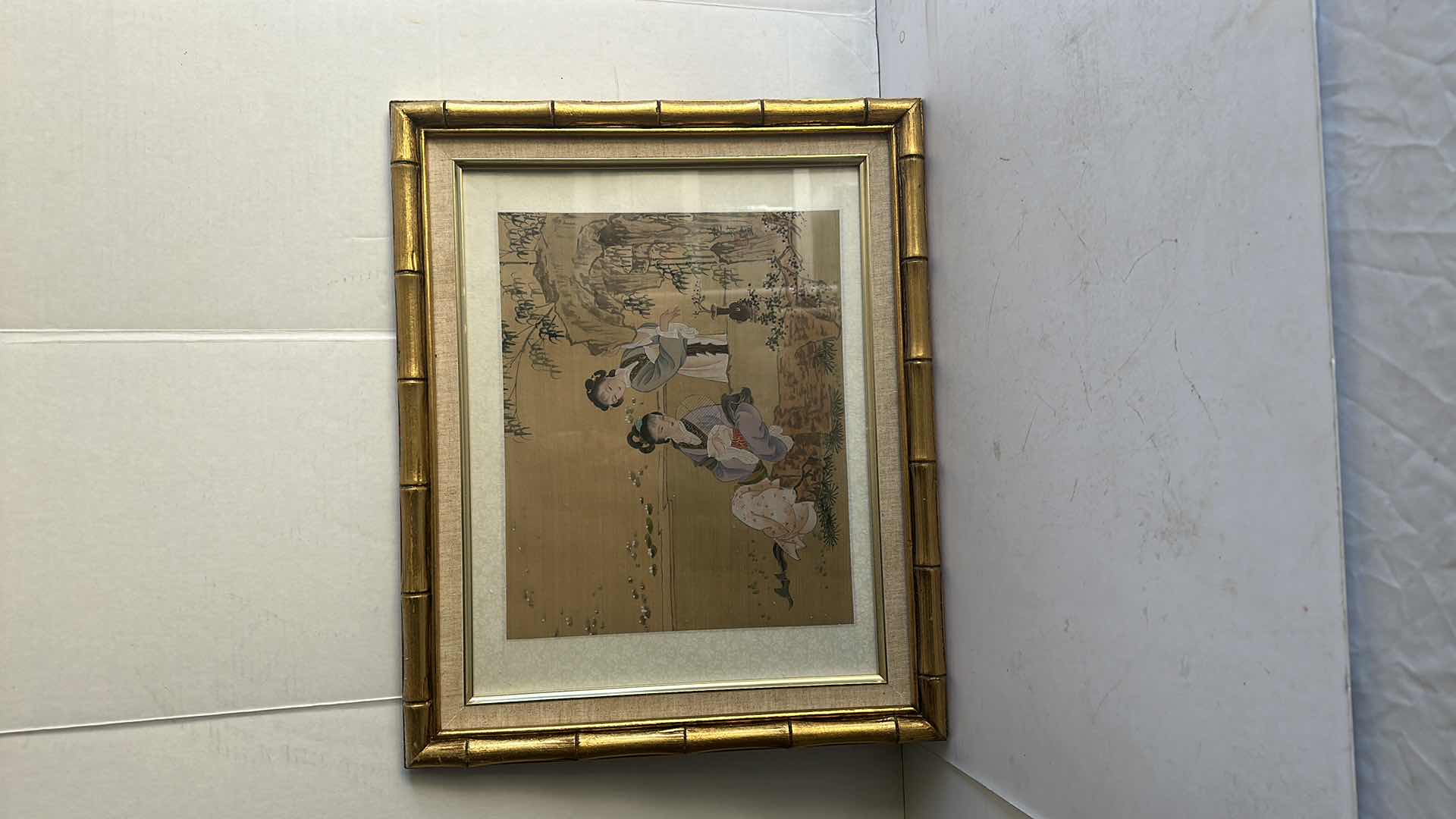 Photo 1 of 2-GOLD FRAMED JAPANESE "GEISHA" GIRLS ARTWORKS 22”X18”