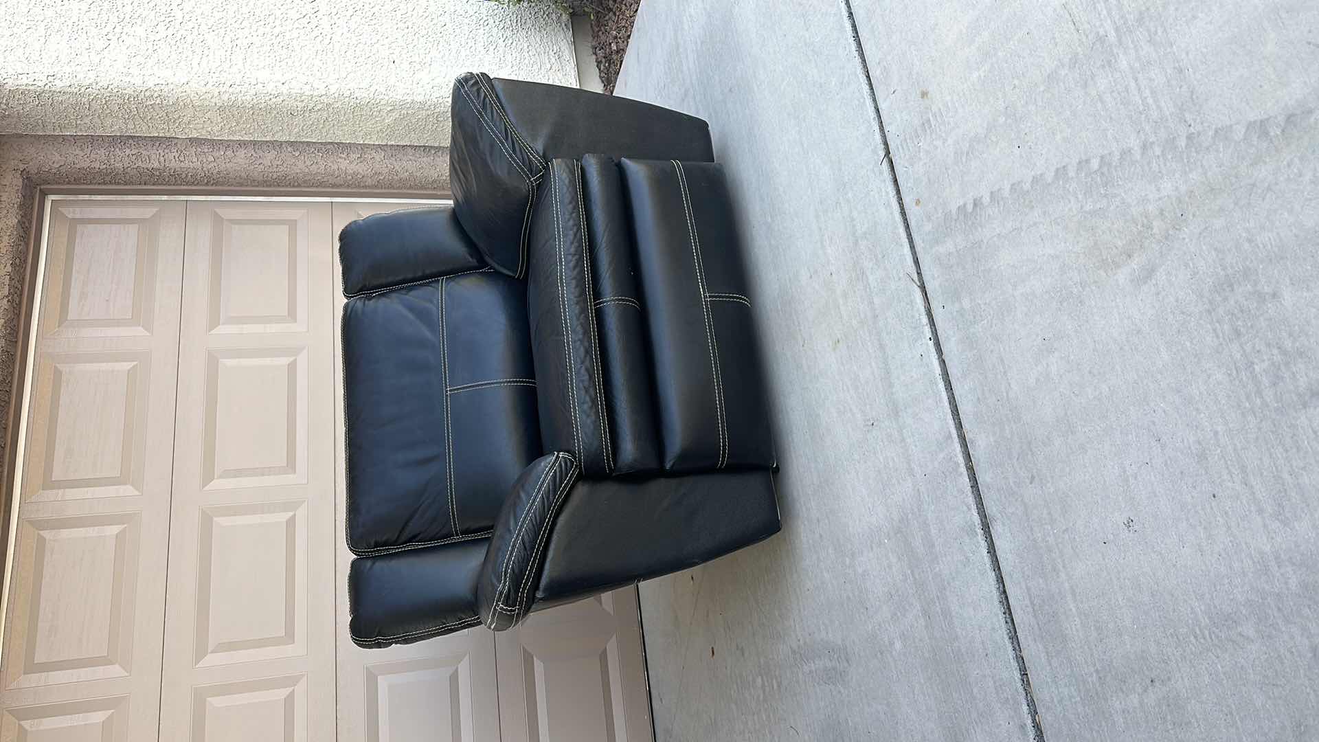 Photo 1 of OVERSIZED BLACK LEATHER RECLINER-GOOD CONDITION
