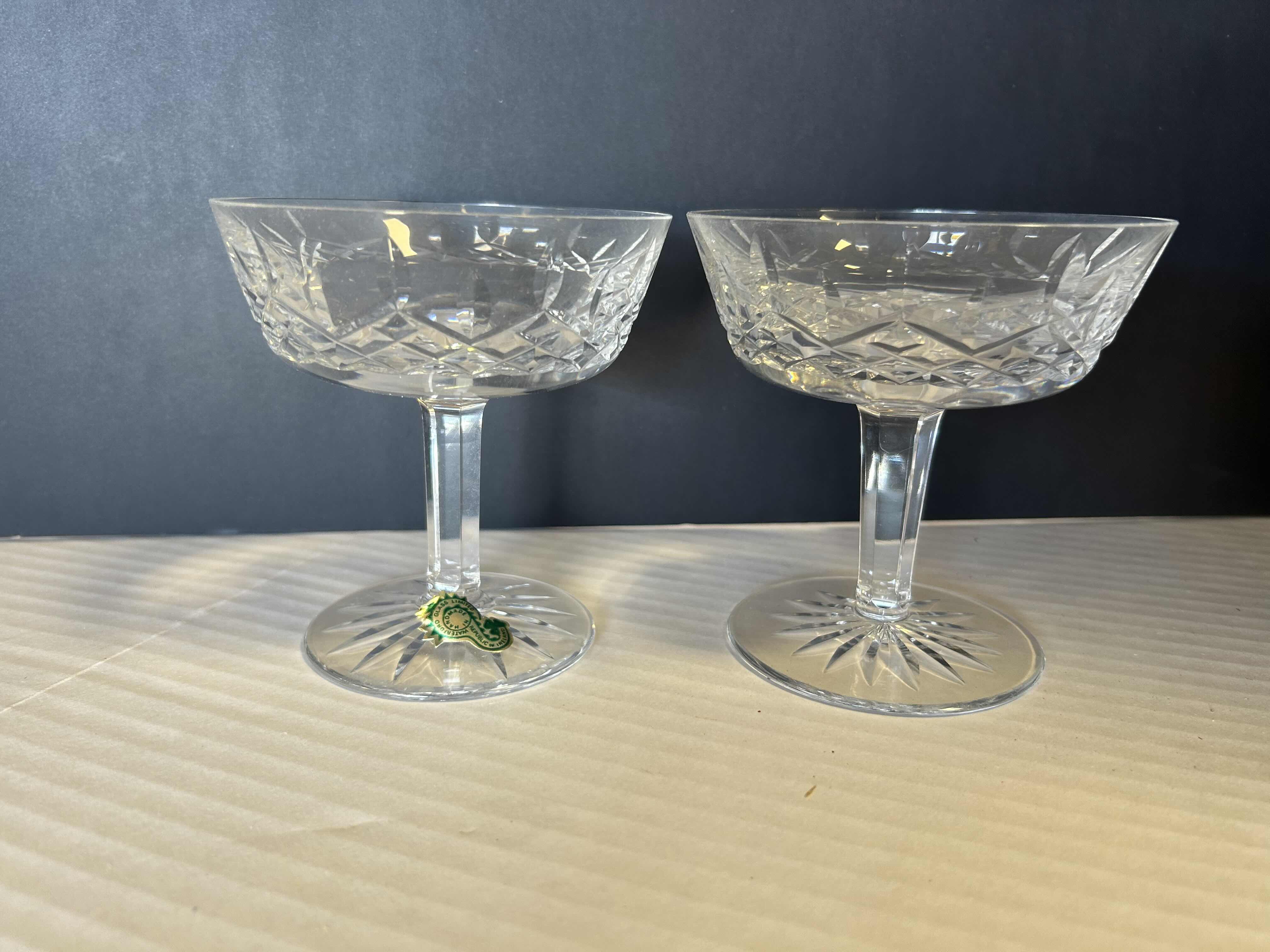Photo 1 of 2-WATERFORD CRYSTAL LISMORE CHAMPAGNE SHERBET SAUCERS