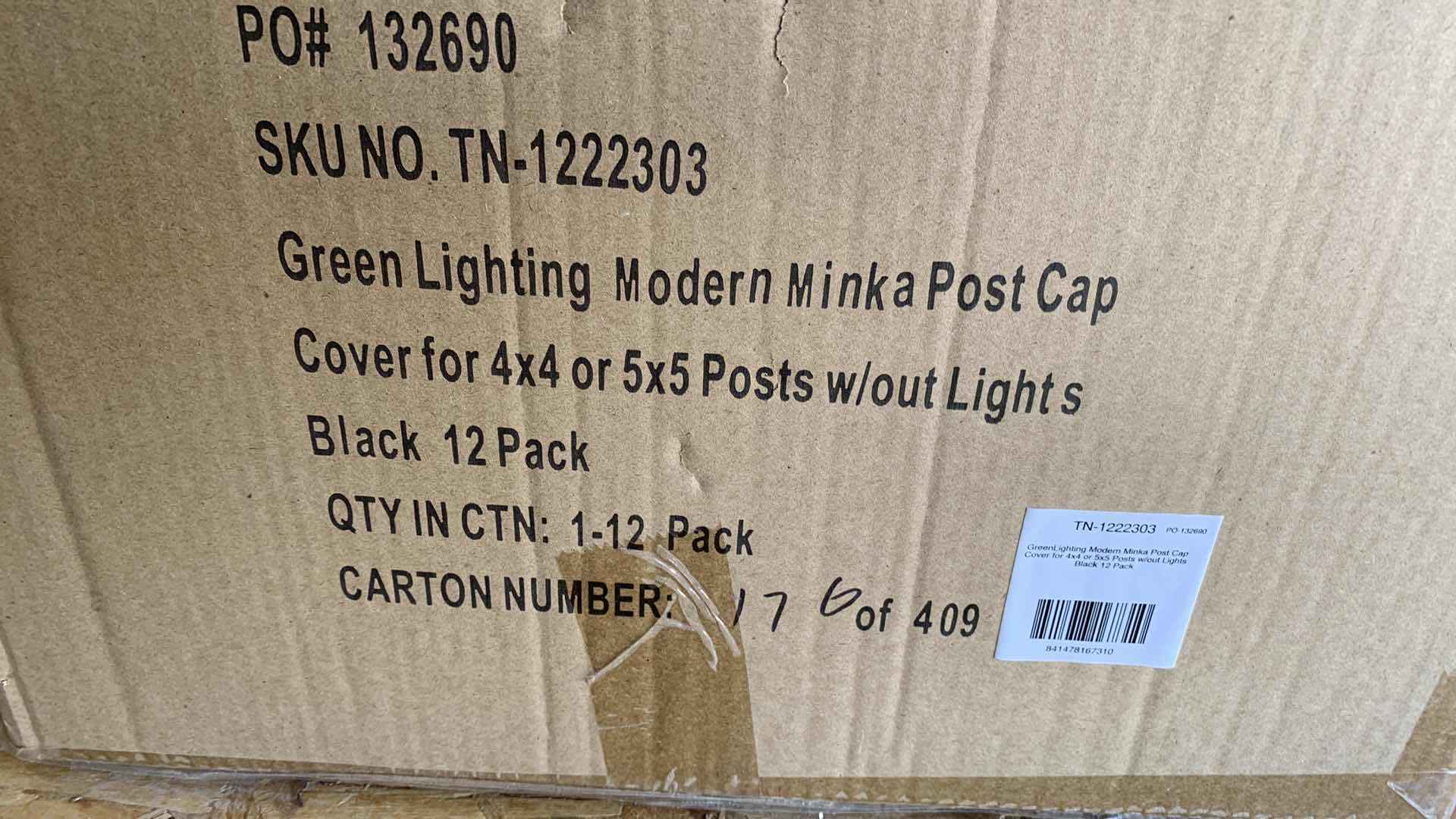 Photo 1 of 12-GREEN LIGHTING MODERN MINKA BLACK POST CAP COVER FOR 4 X 4 OR 5 X 5 POSTS WITHOUT LIGHTS  SKU TN-122303