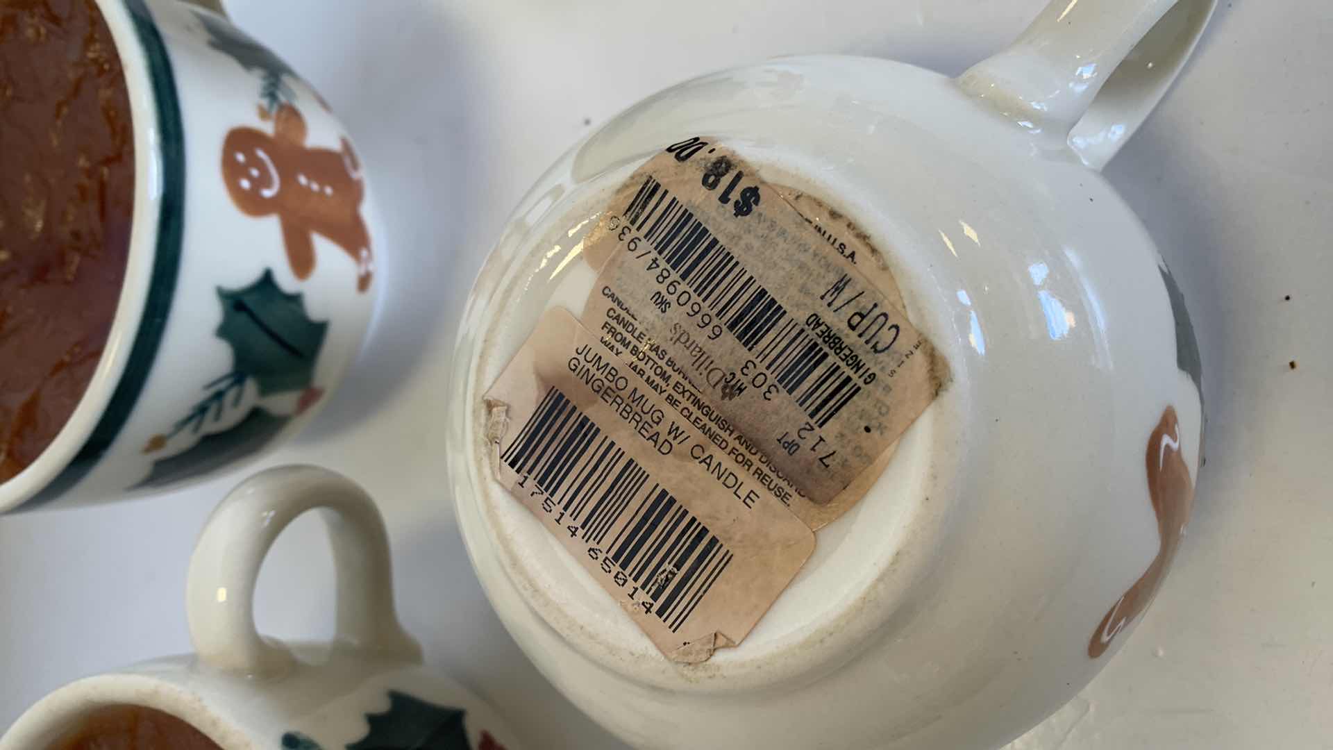 Photo 1 of 4 LARGE CHRISTMAS MUGS FILLED WITH GINGERBREAD SCENTED CANDLE WAX.