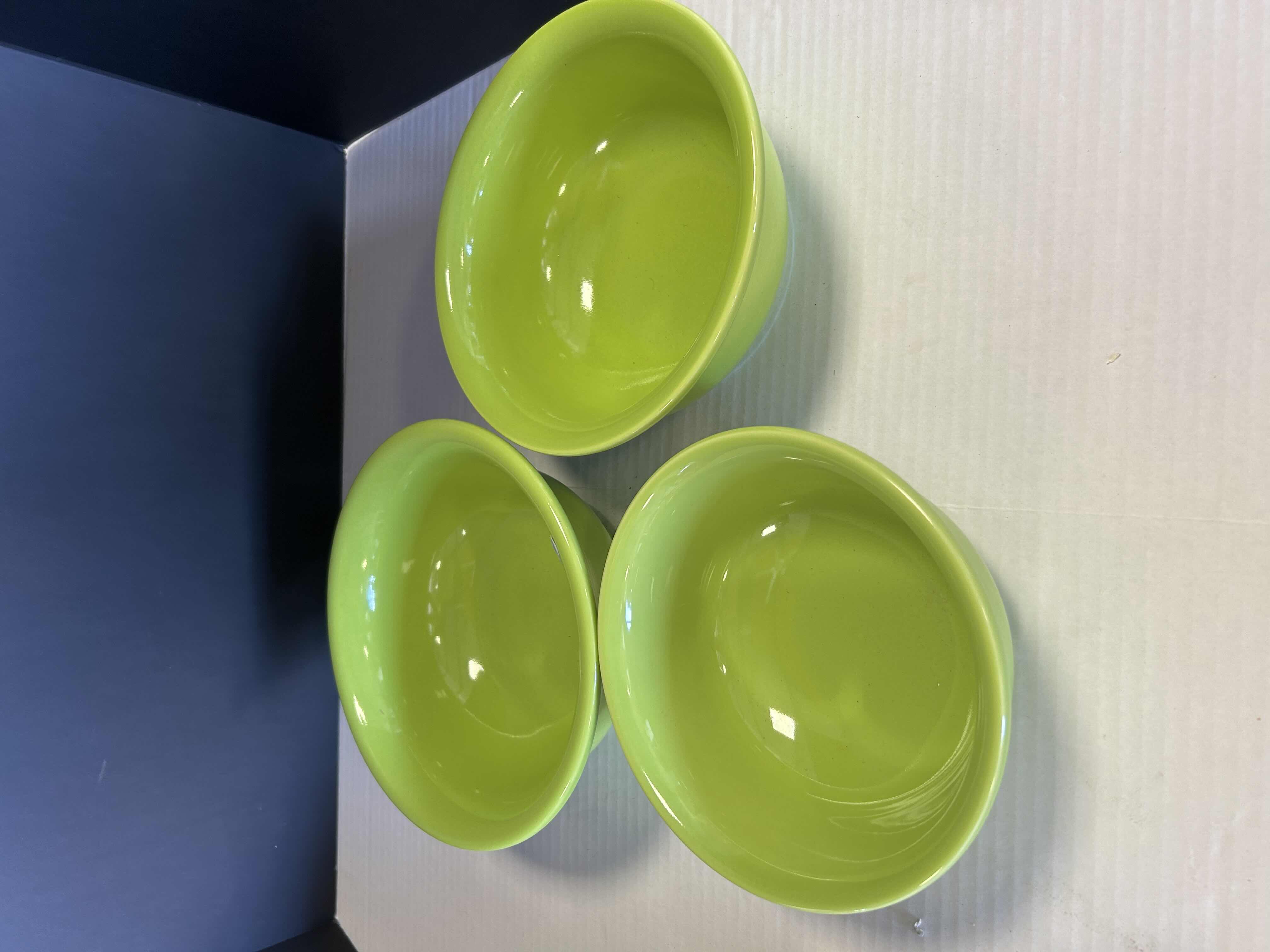 Photo 1 of 3-LIME GREEN FIESTA WARE NESTING BOWLS