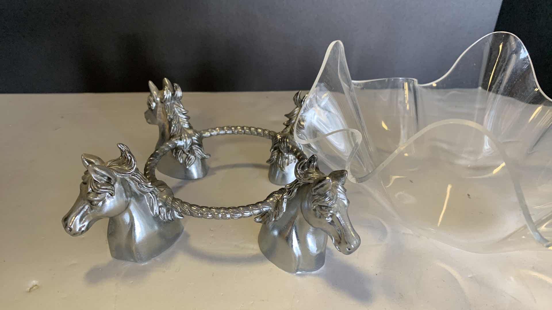 Photo 1 of ARTHUR COURT HORSE STAND WITH ACRYLIC BOWL 8” WIDE