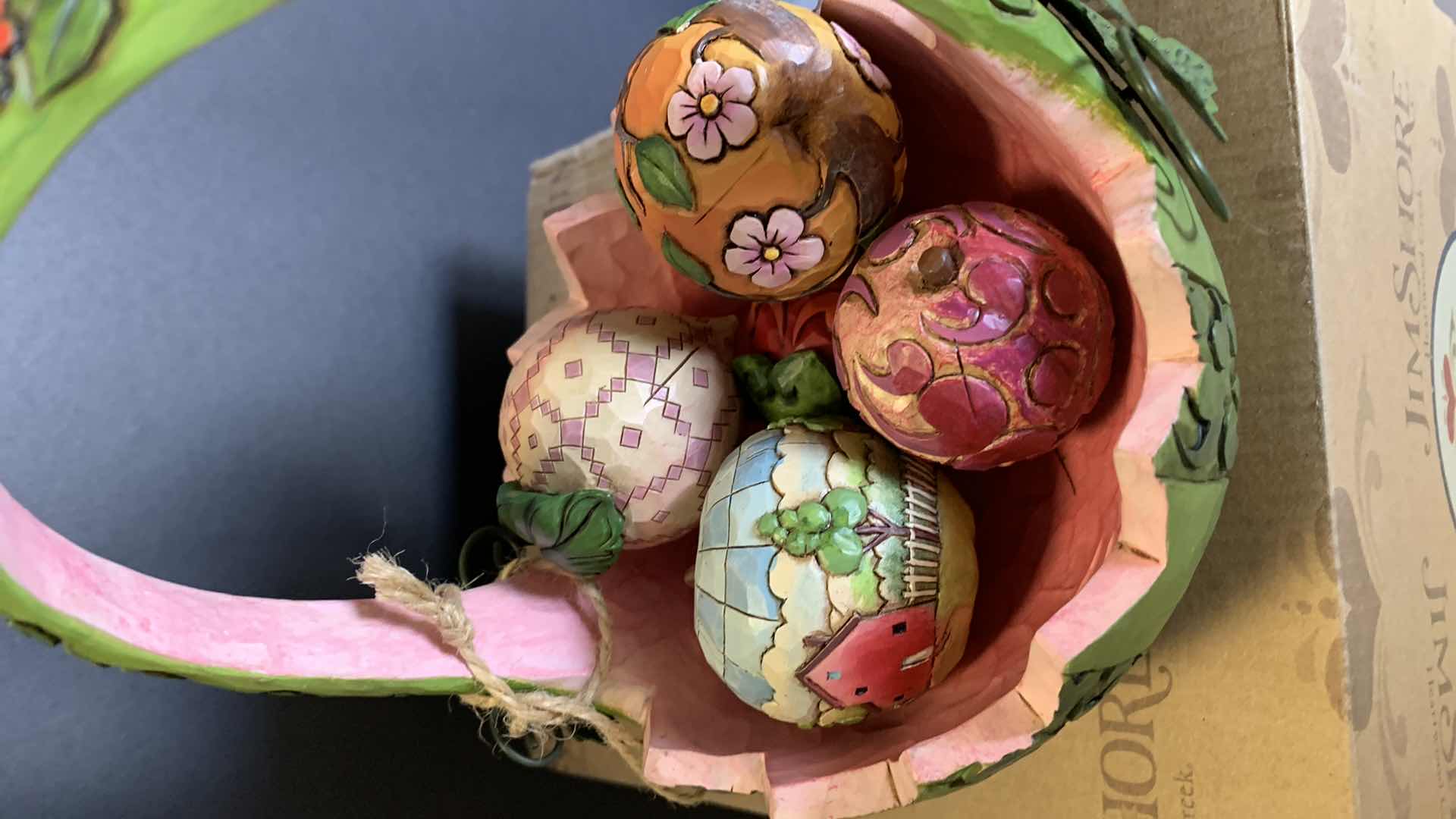 Photo 1 of JIM SHORE HEARTWOOD CREEK WATERMELON BASKET WITH FRUIT 8” TALL