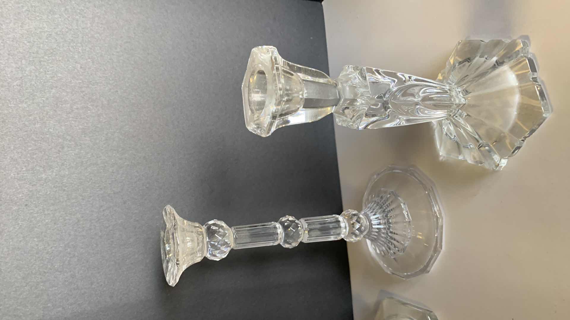 Photo 1 of 4-CRYSTAL CANDLESTICKS (VARIOUS SIZES)