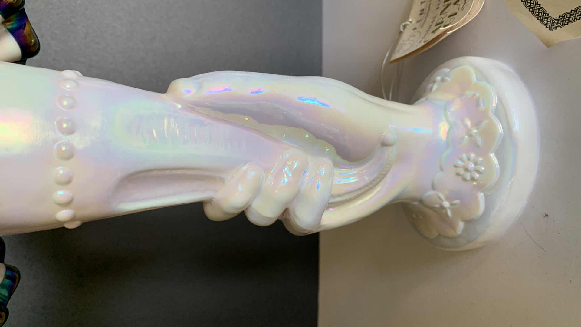 Photo 1 of FENTON CARNIVAL GLASS BLACK ROSE HAND VASE  H11” 