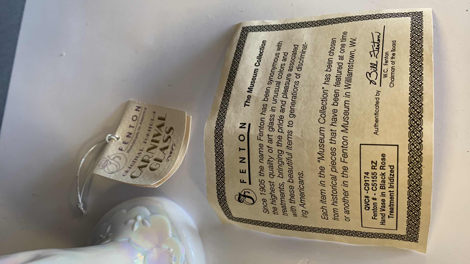 Photo 1 of FENTON CARNIVAL GLASS BLACK ROSE HAND VASE  H11” 