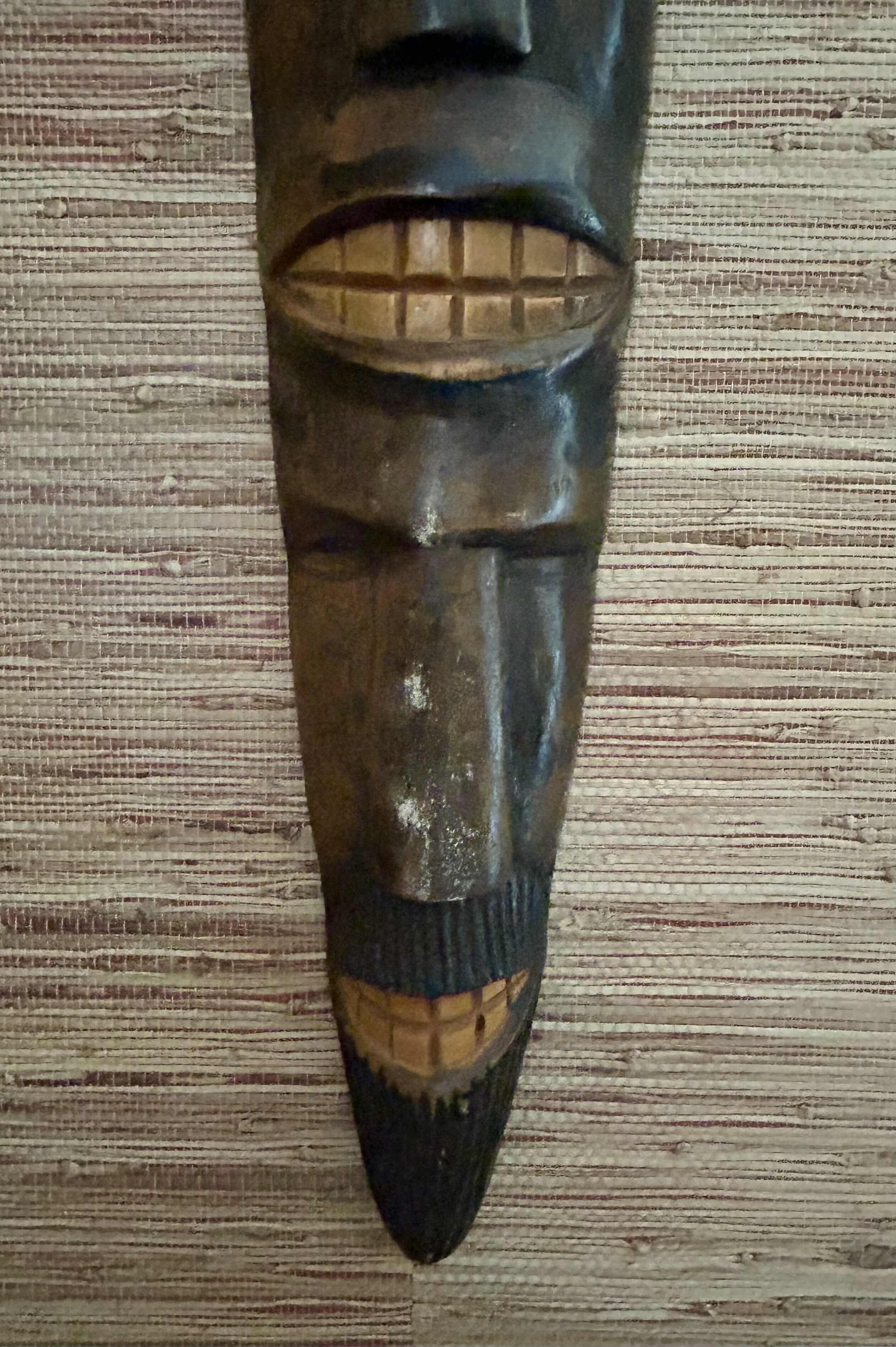 Photo 1 of AFRICAN CARVED WOOD TRIBAL MASK/ARTWORK 6” X 26"
