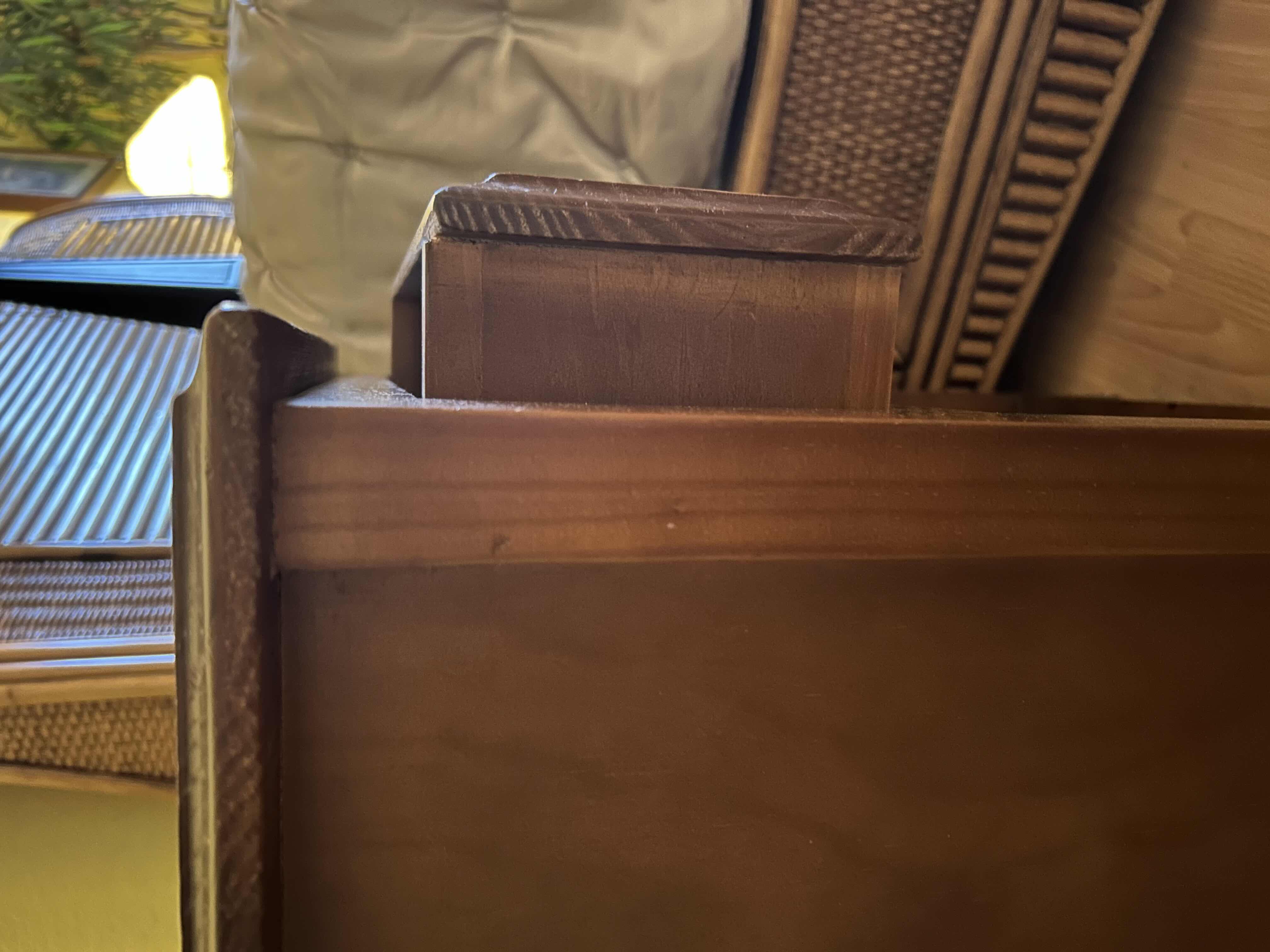 Photo 1 of DARK KNOTTY WOOD SIDE TABLE 22” X 19” H26”
