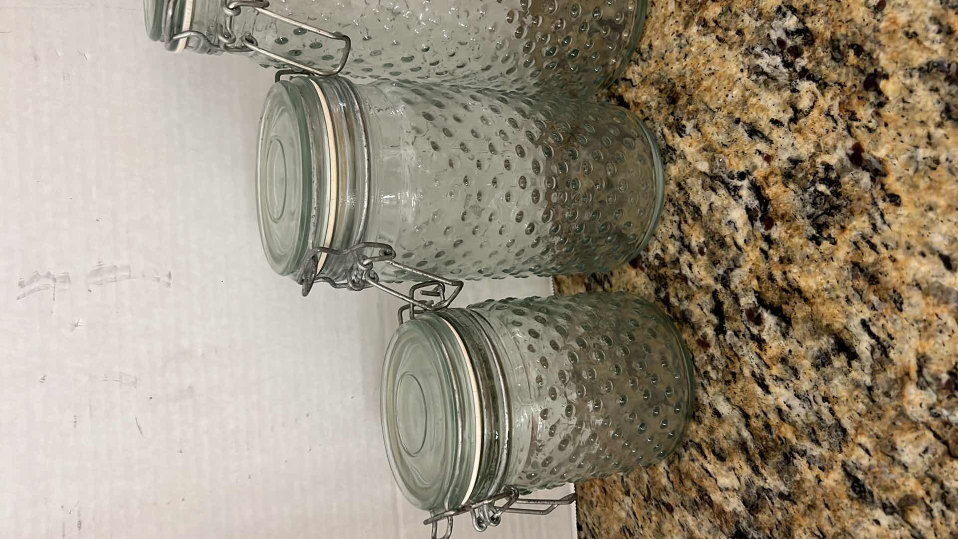 Photo 1 of 4-BUBBLE GLASS JAR CANISTER SET
