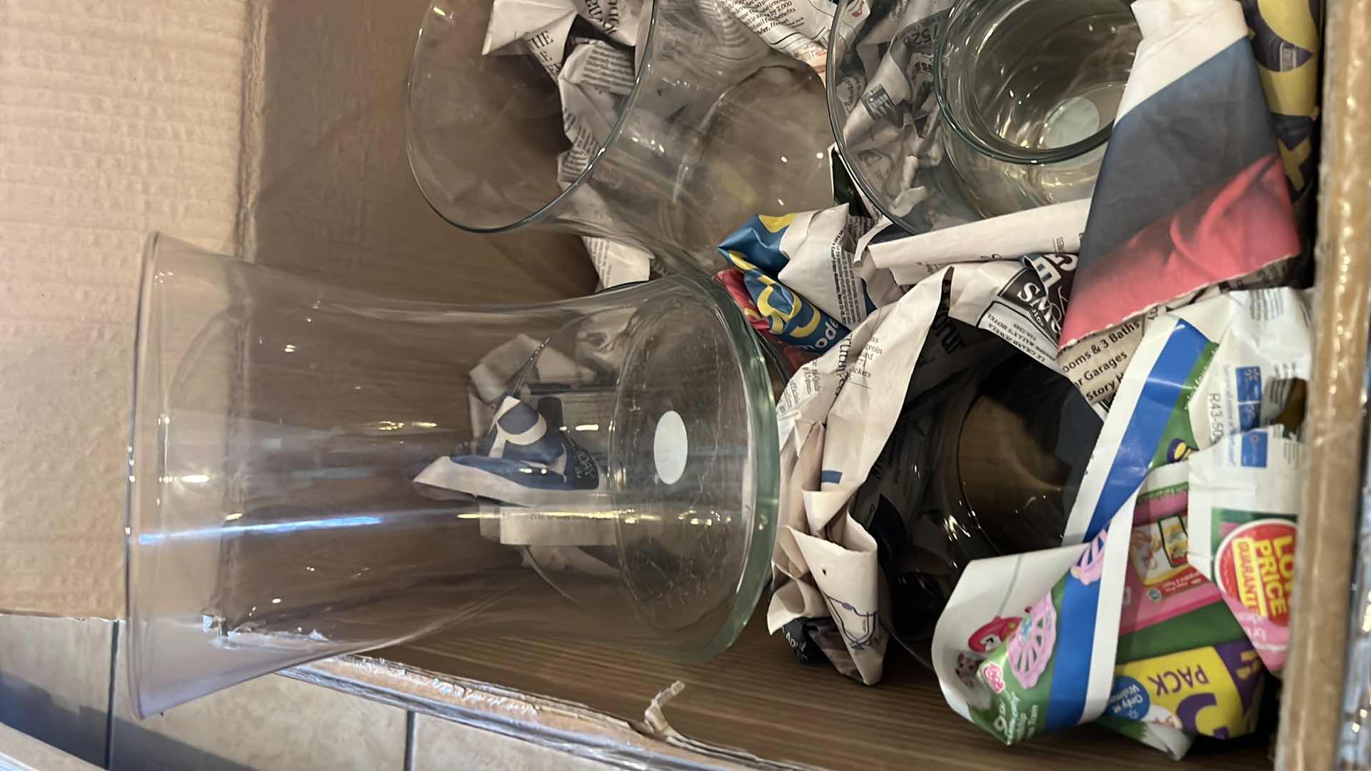 Photo 1 of BOX OF GLASS VASES