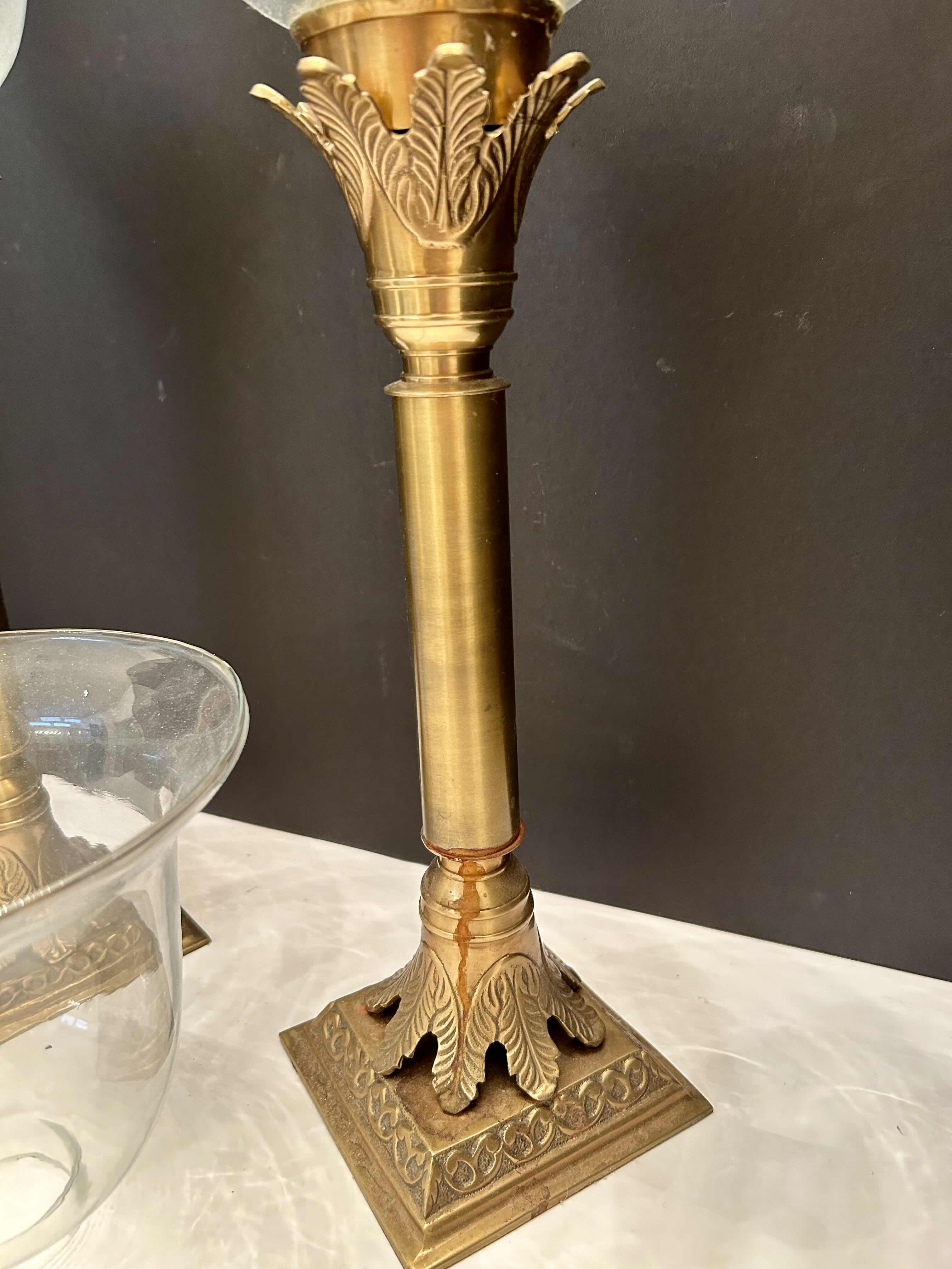 Photo 1 of 2-GOLD PALM TREE HURRICANE CANDLE HOLDERS 