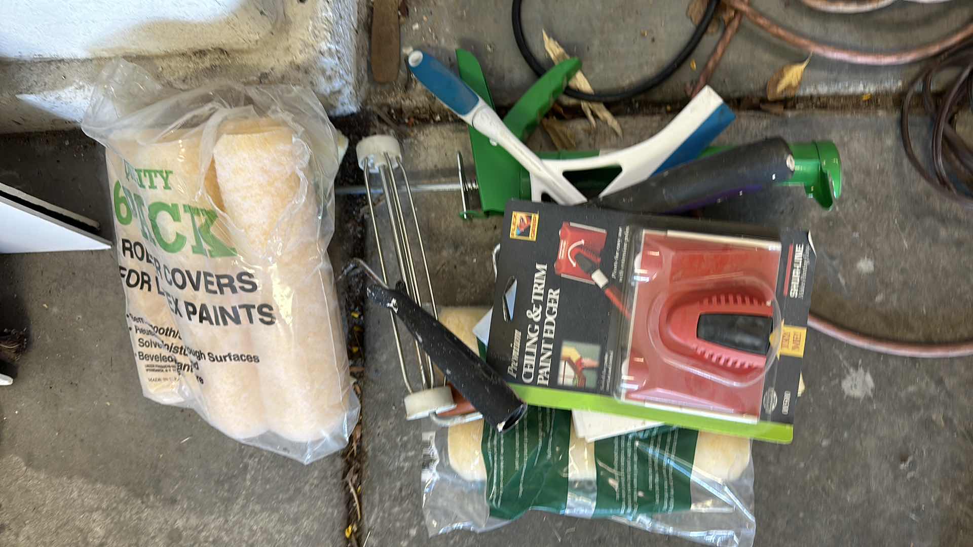 Photo 1 of BOX OF GARBAGE TOOLS , NAILS,LIGHTS,PAINT ITEMS