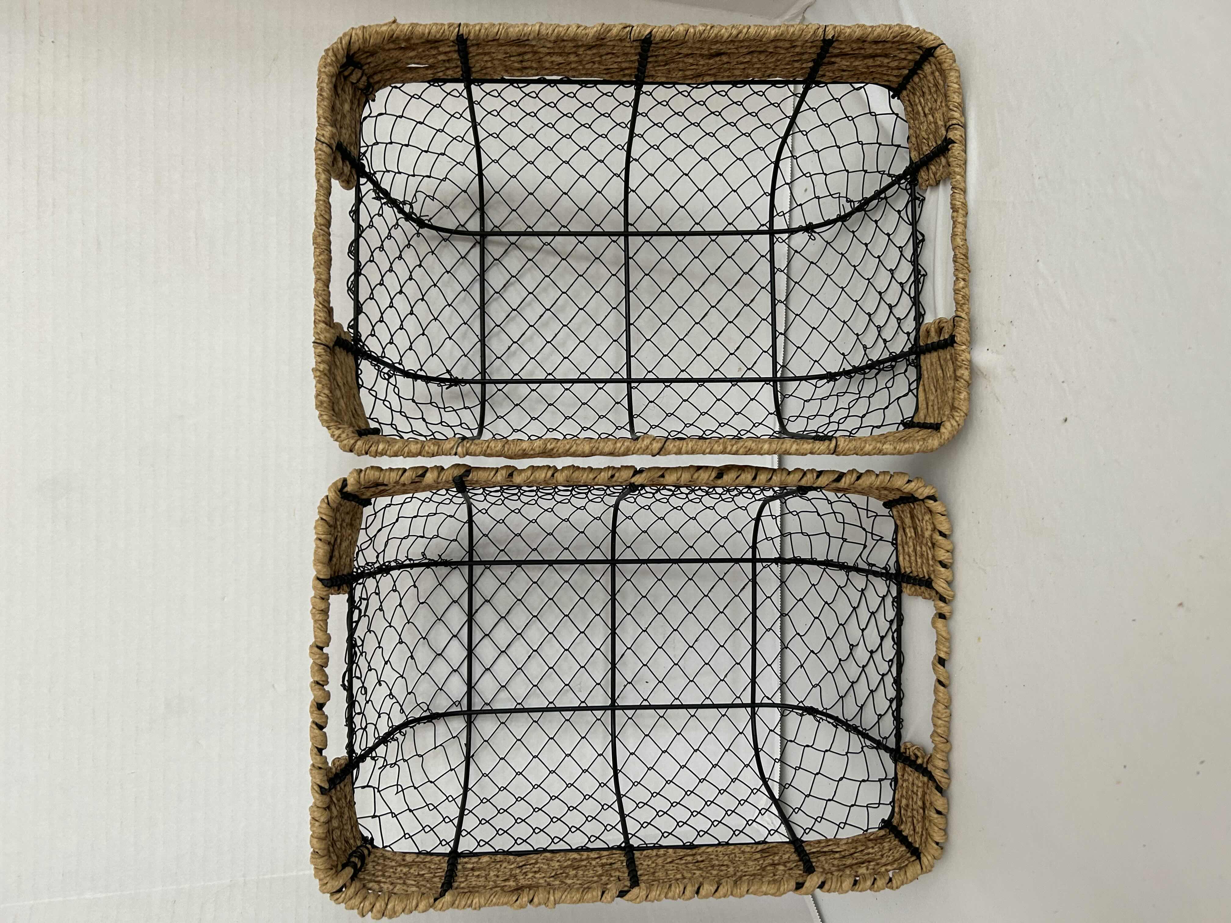 Photo 1 of 2 WIRE AND WOVEN BASKETS 7” DEEP