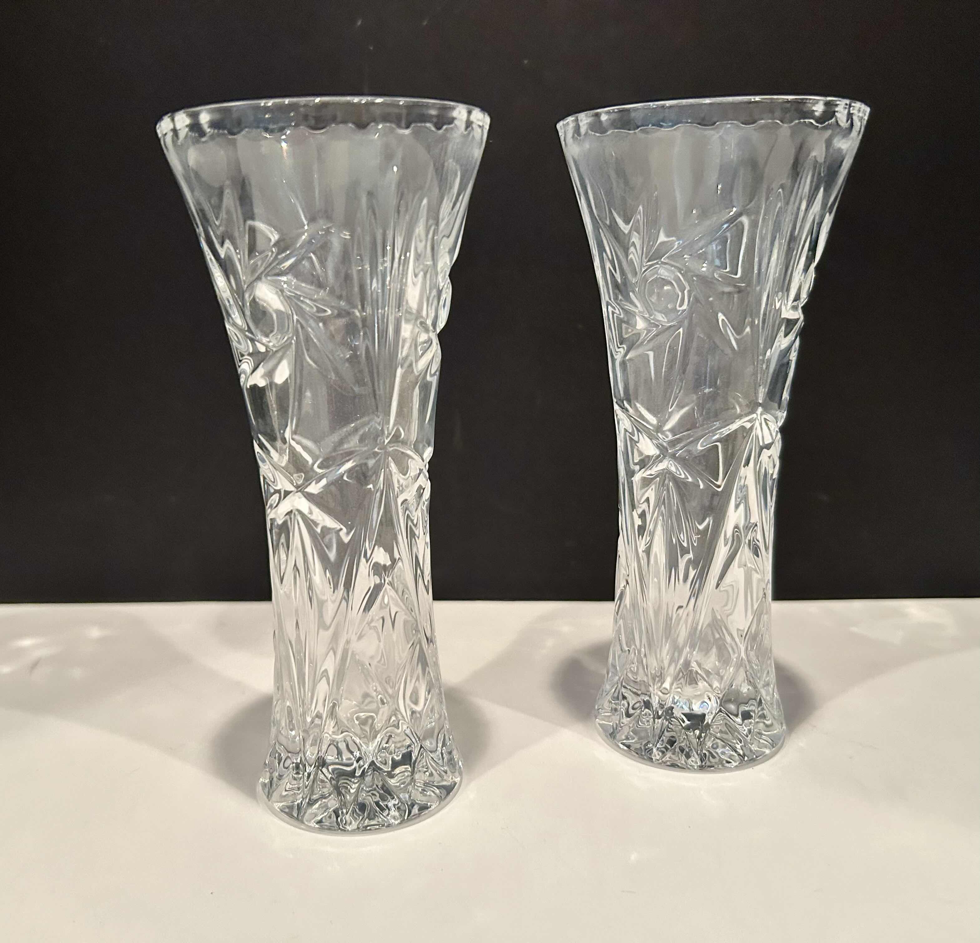 Photo 2 of 2-Crystal  VASES, GLASS HEART DISH