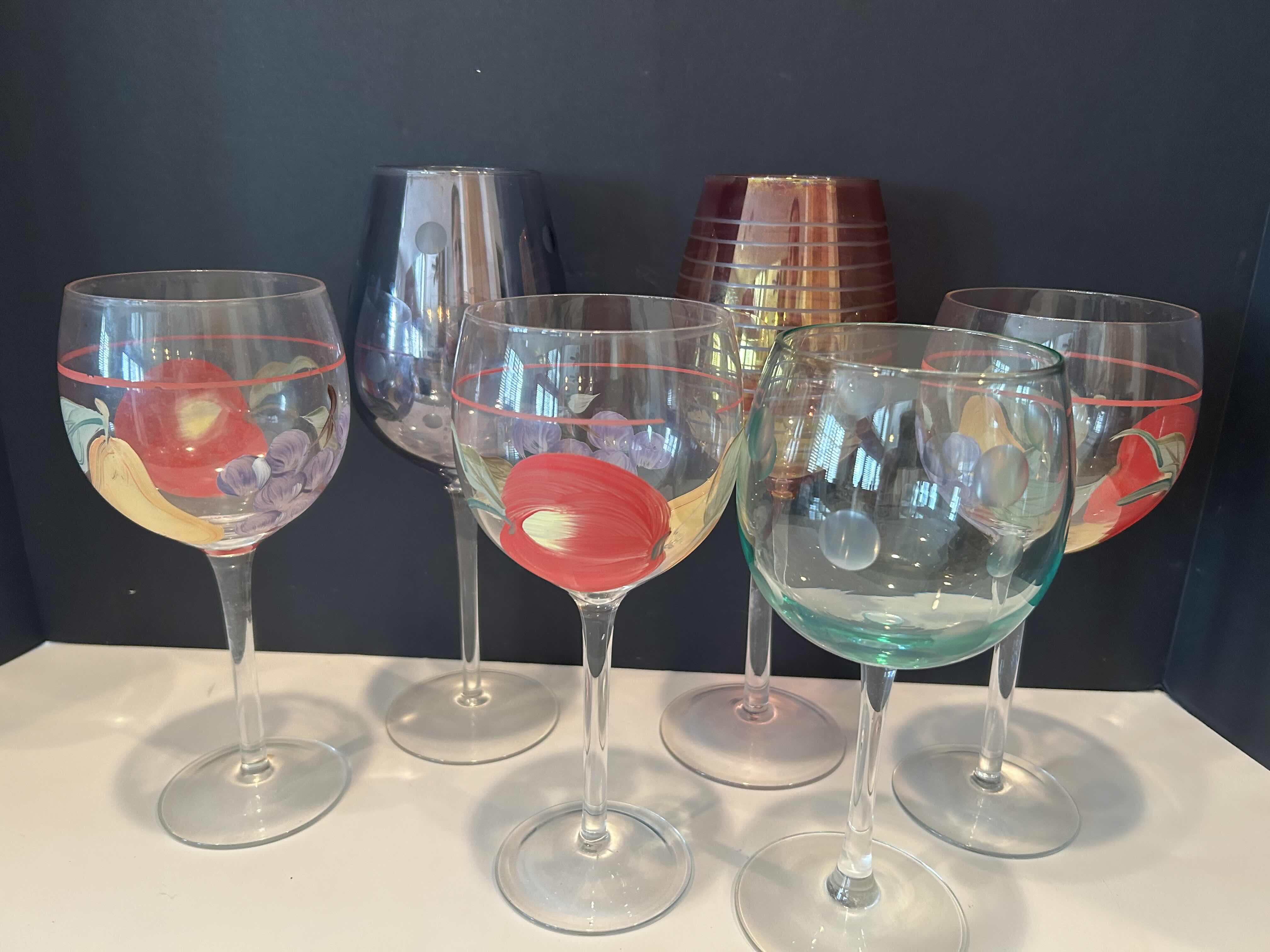 Photo 1 of 6 ASSORTED WINE GLASSES 

