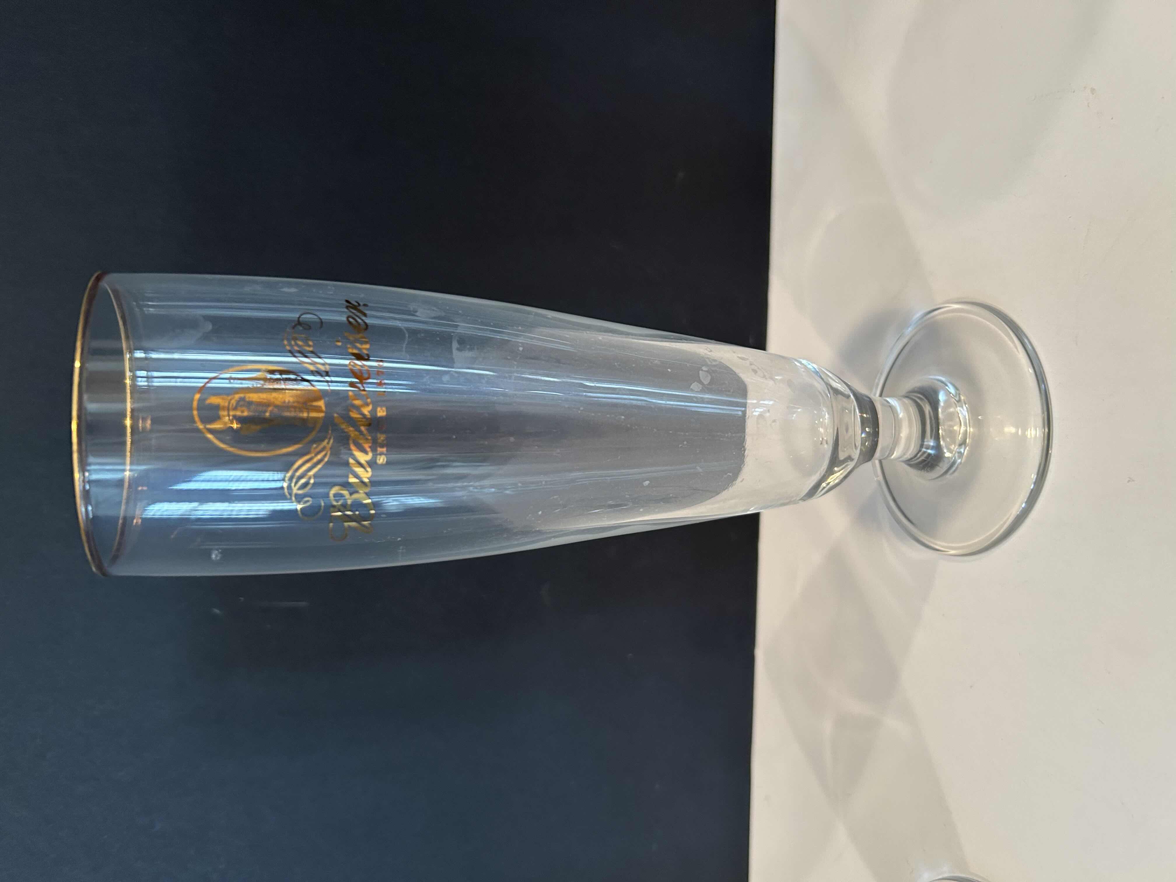 Photo 1 of 4 GOLD RIMMED BUDWEISER 1876 TALL PILSNER GLASSES with CLYDESDALE HORSES
