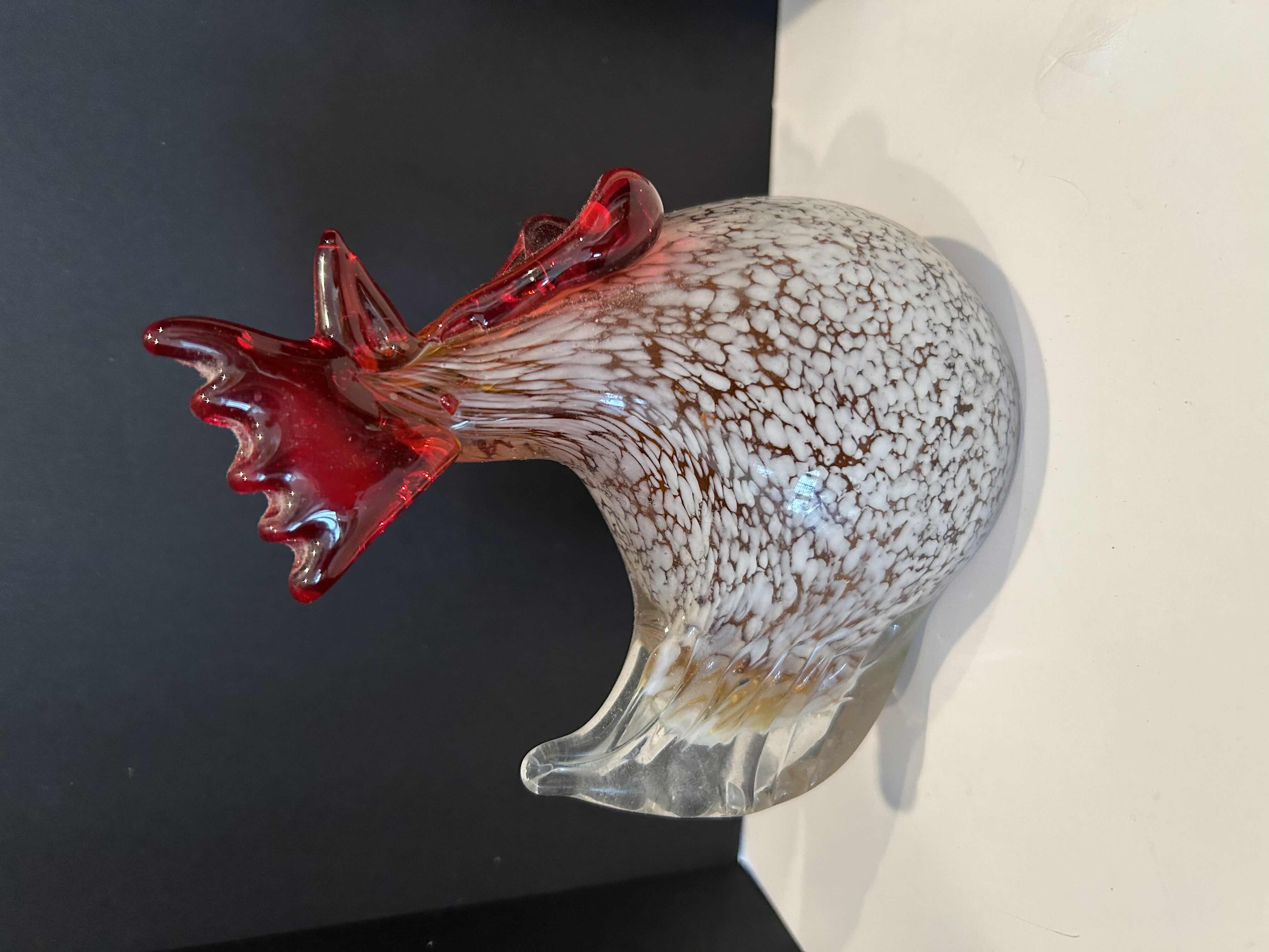 Photo 1 of BLOWN GLASS ROOSTER PAPERWEIGHT and 2 H8” SHELL WALL PLAQUES 
RETAIL:$40.00